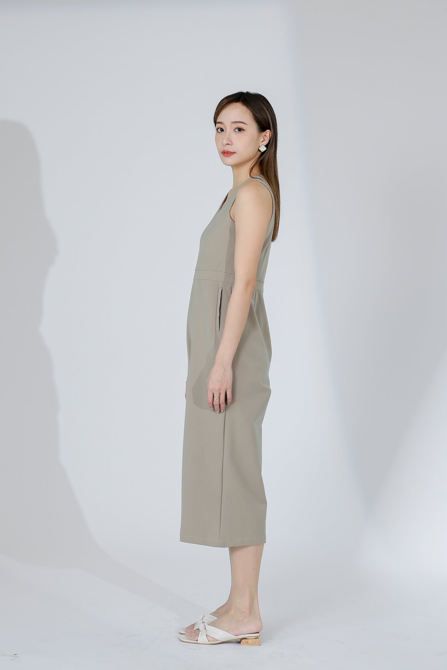 Devon V-Neck Romper - Khaki