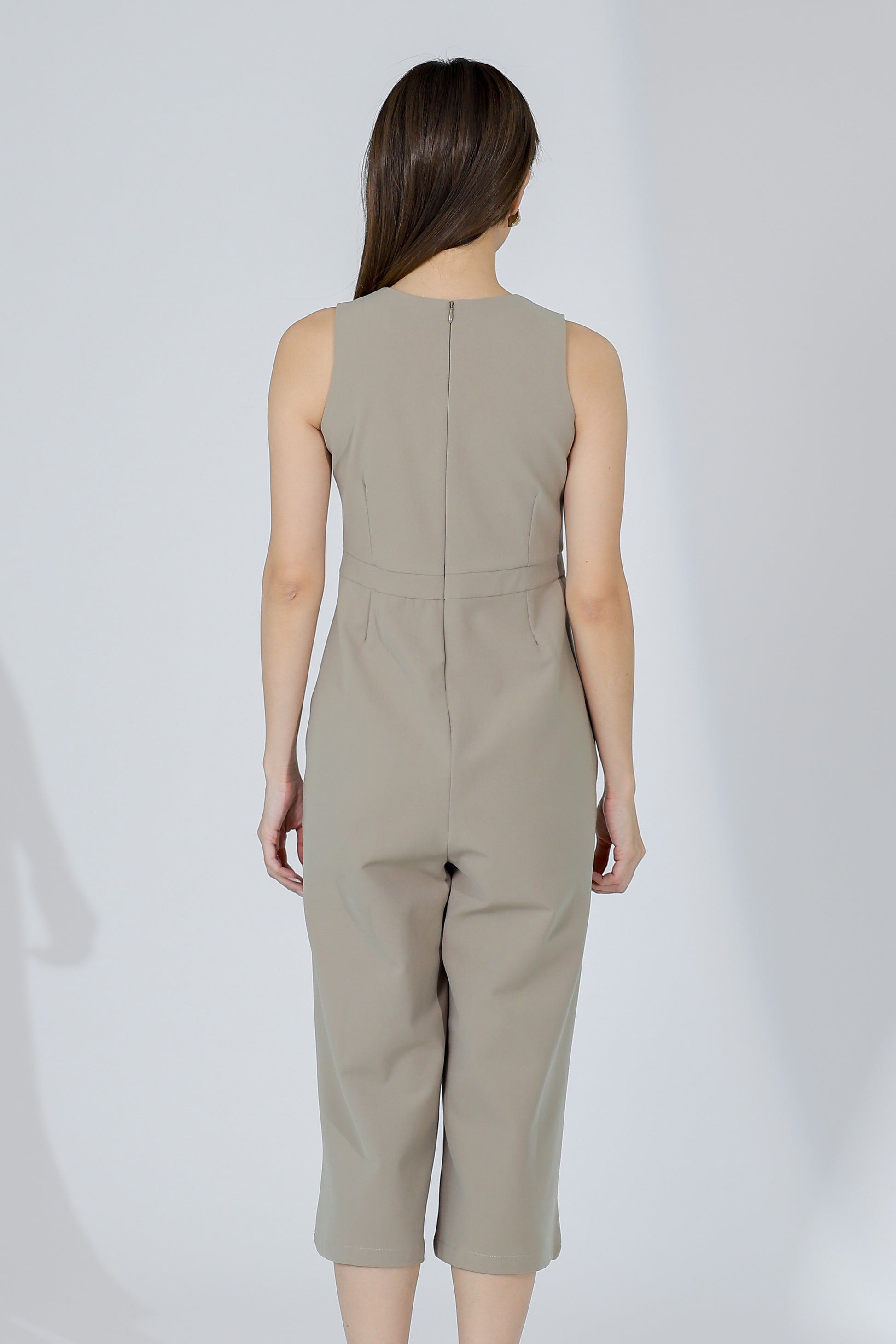 Devon V-Neck Romper - Khaki