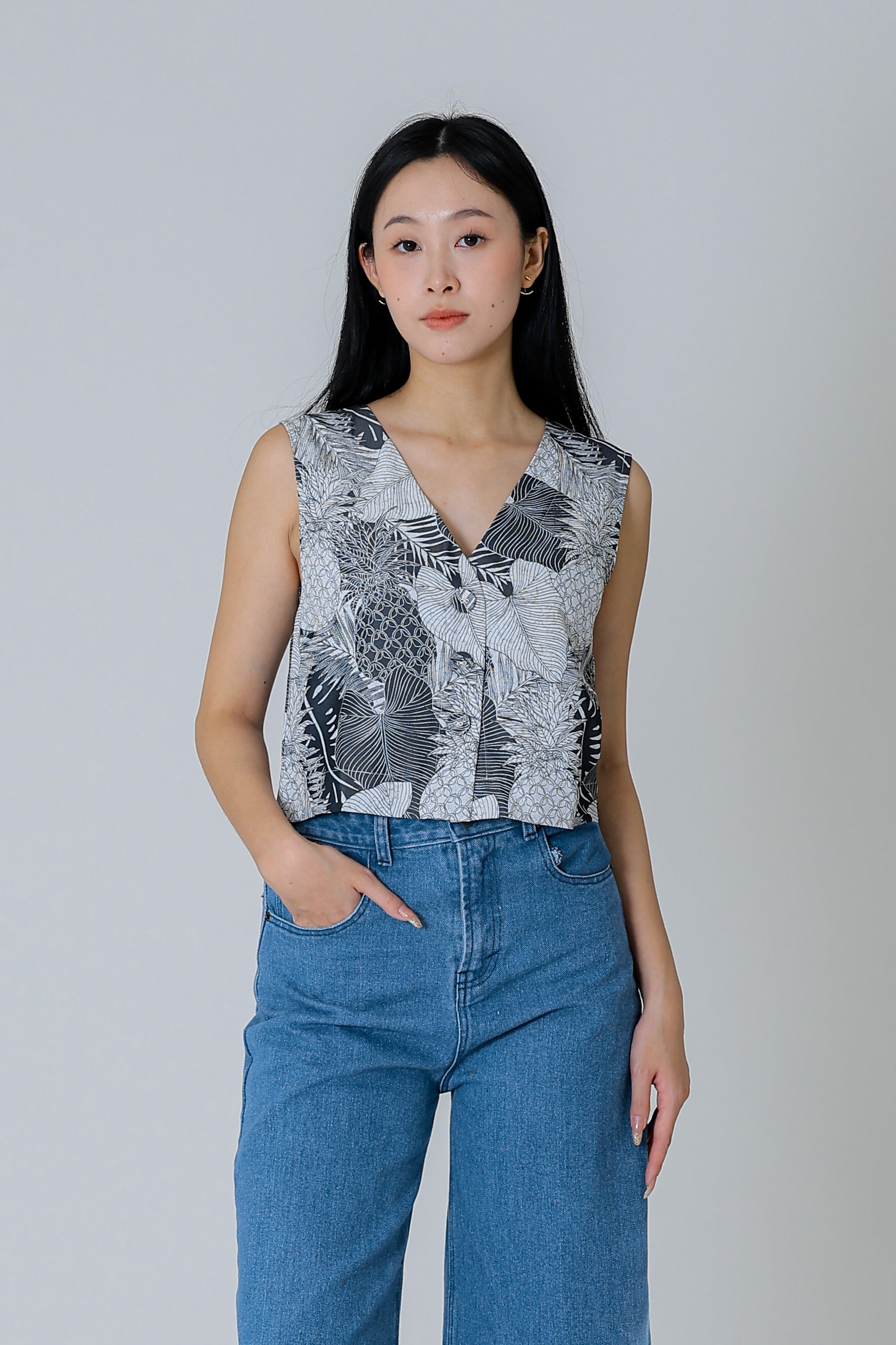Drika V Neck Printed Top - Floral