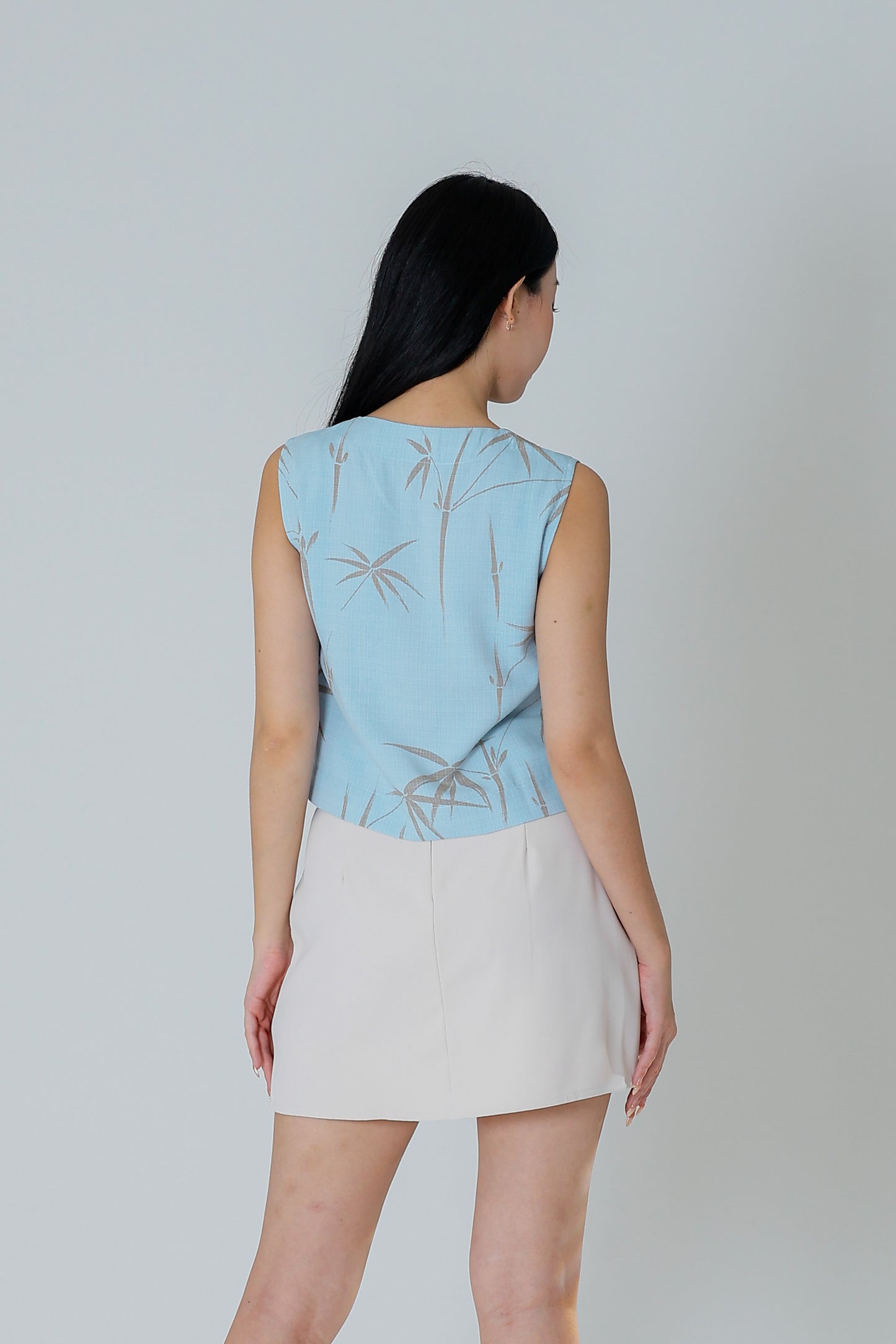 Drika V Neck Printed Top - Bamboo