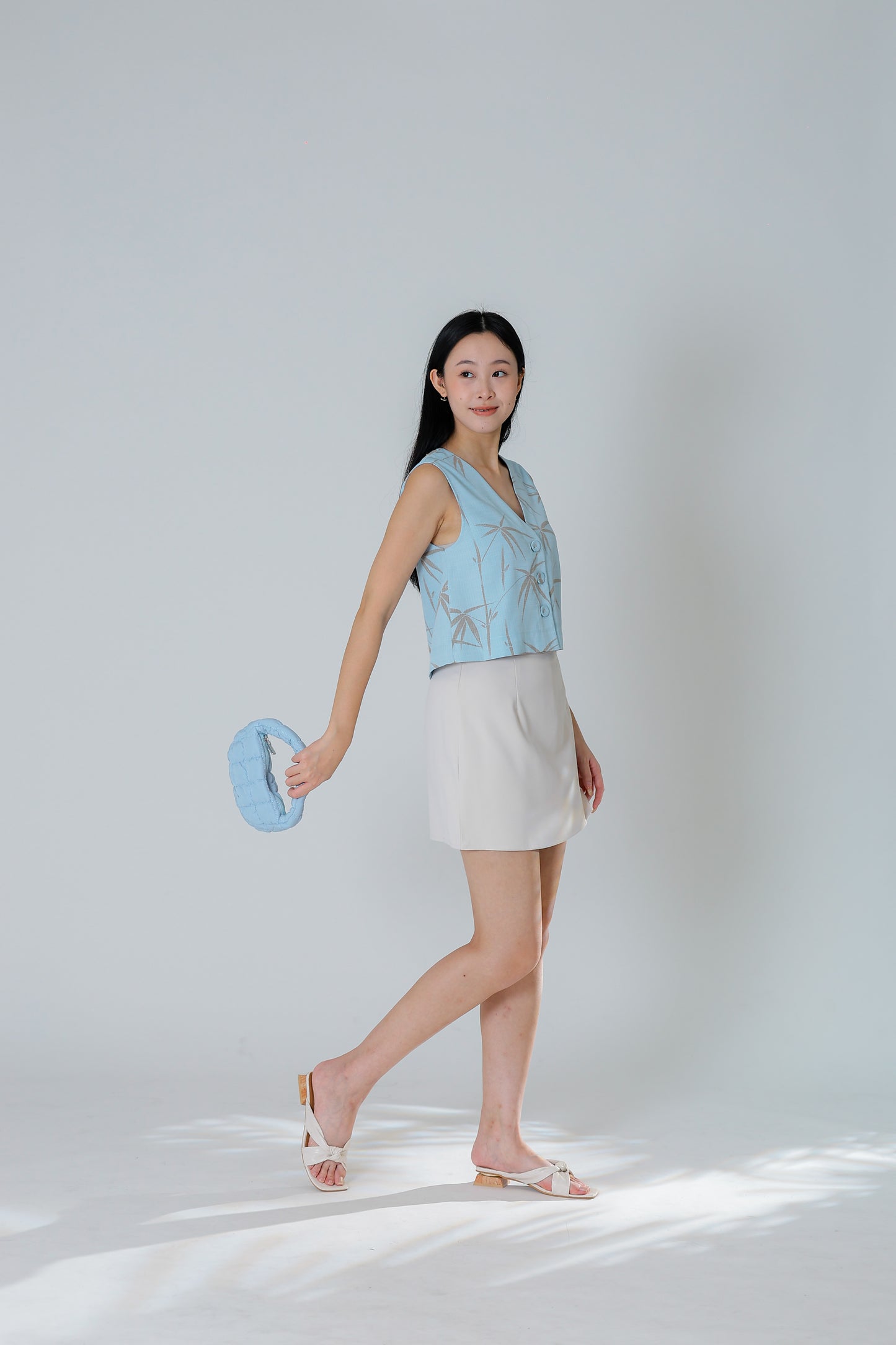 Drika V Neck Printed Top - Bamboo