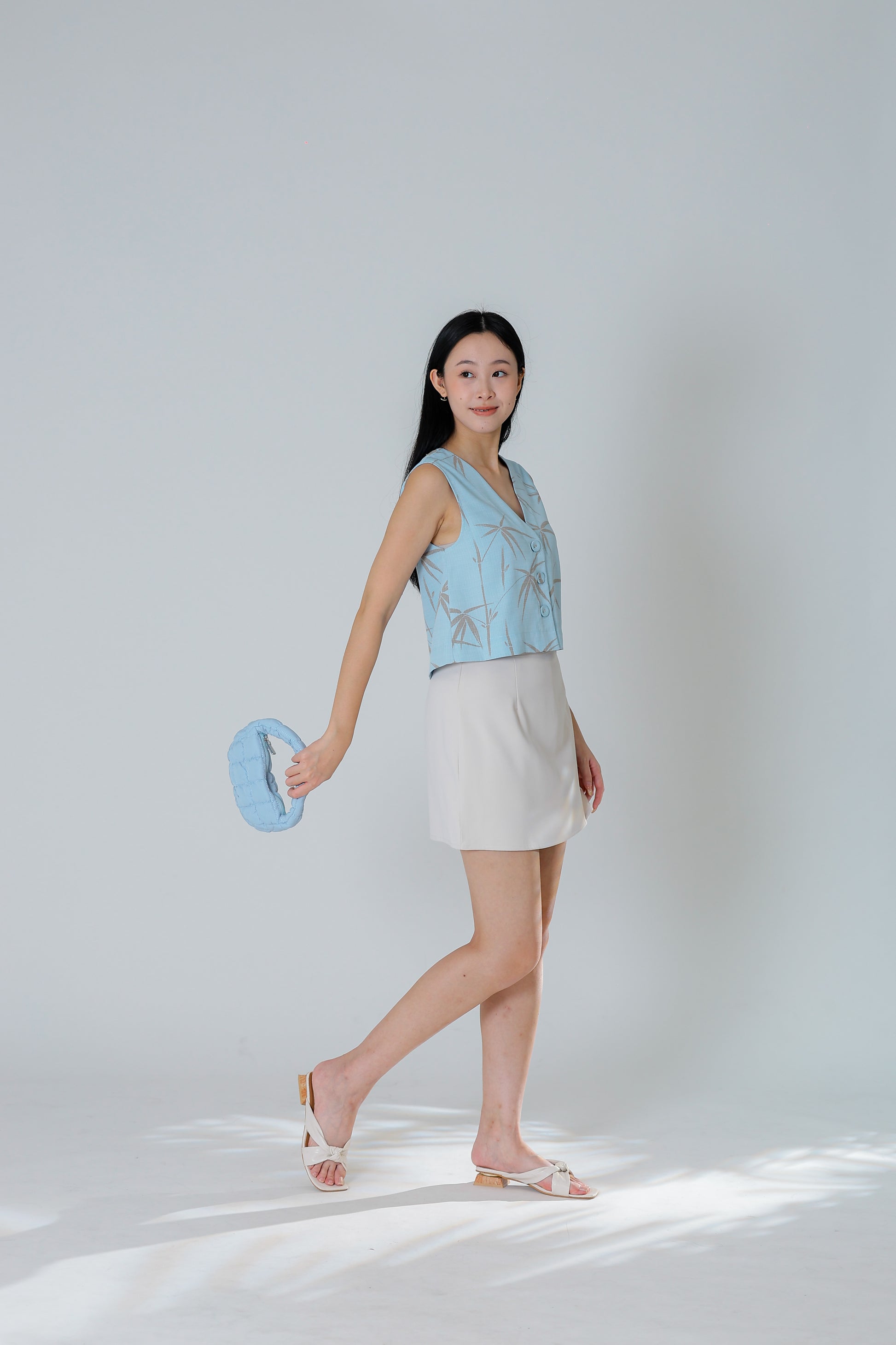 Drika V Neck Printed Top - Bamboo