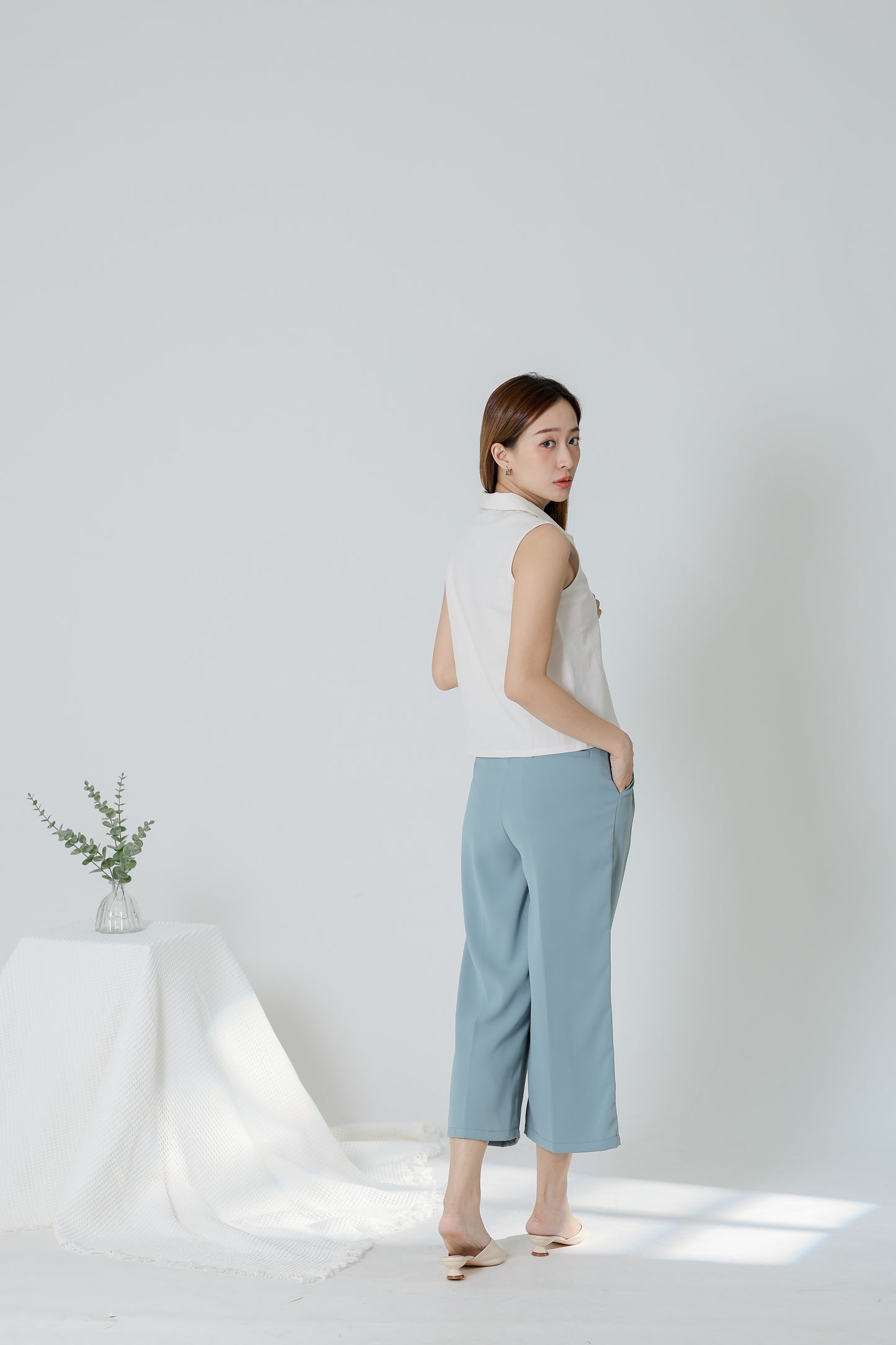 Eileen Zip Collar Top - Ivory