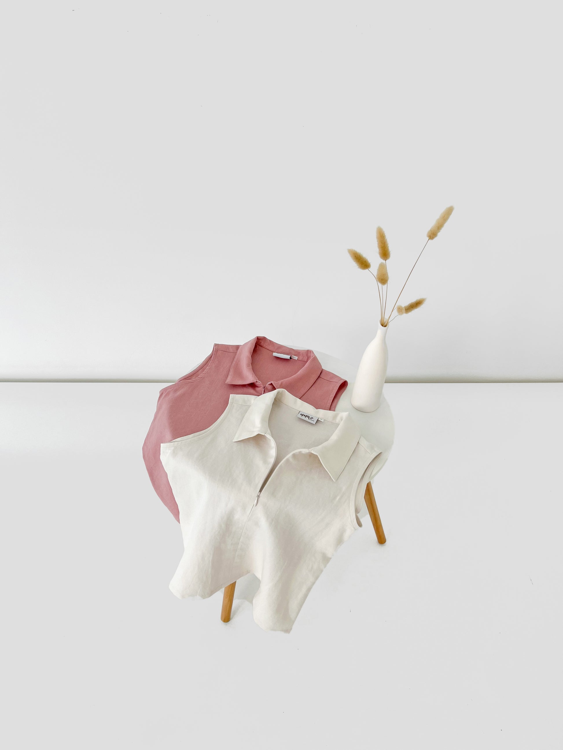 Eileen Zip Collar Top - Dusty Pink