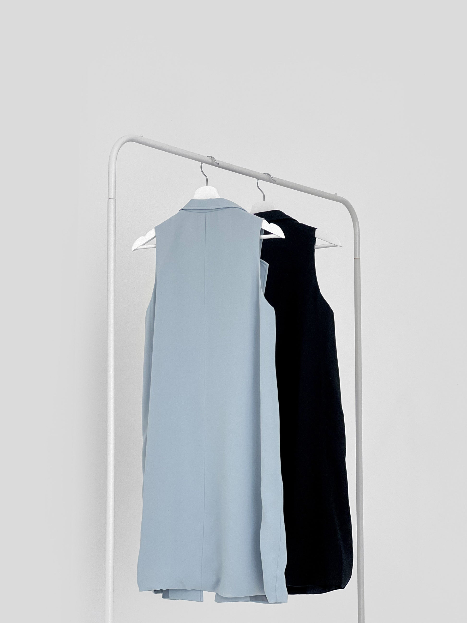 Eleora Notched Lapel Long Vest - Black