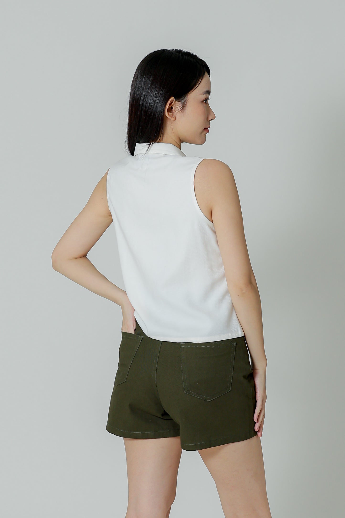 Ella Zip Collar Top - Ivory