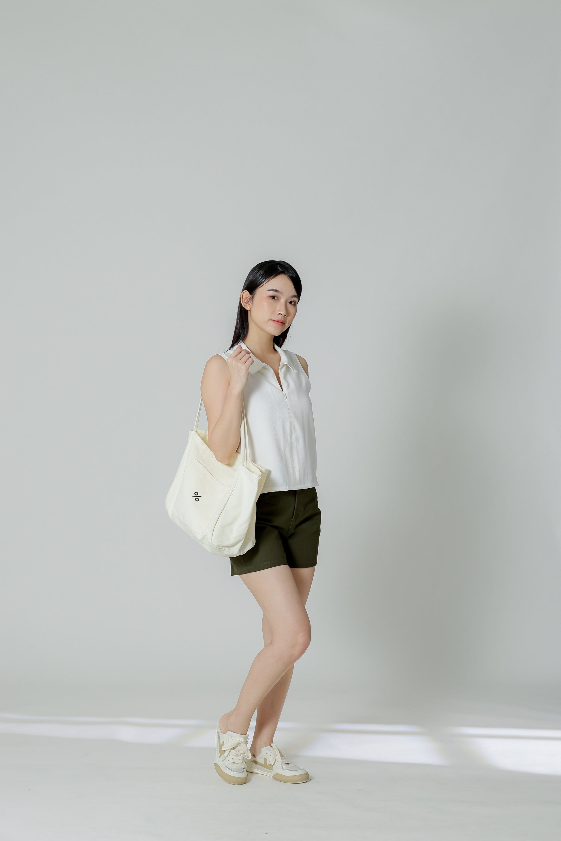 Ella Zip Collar Top - Ivory