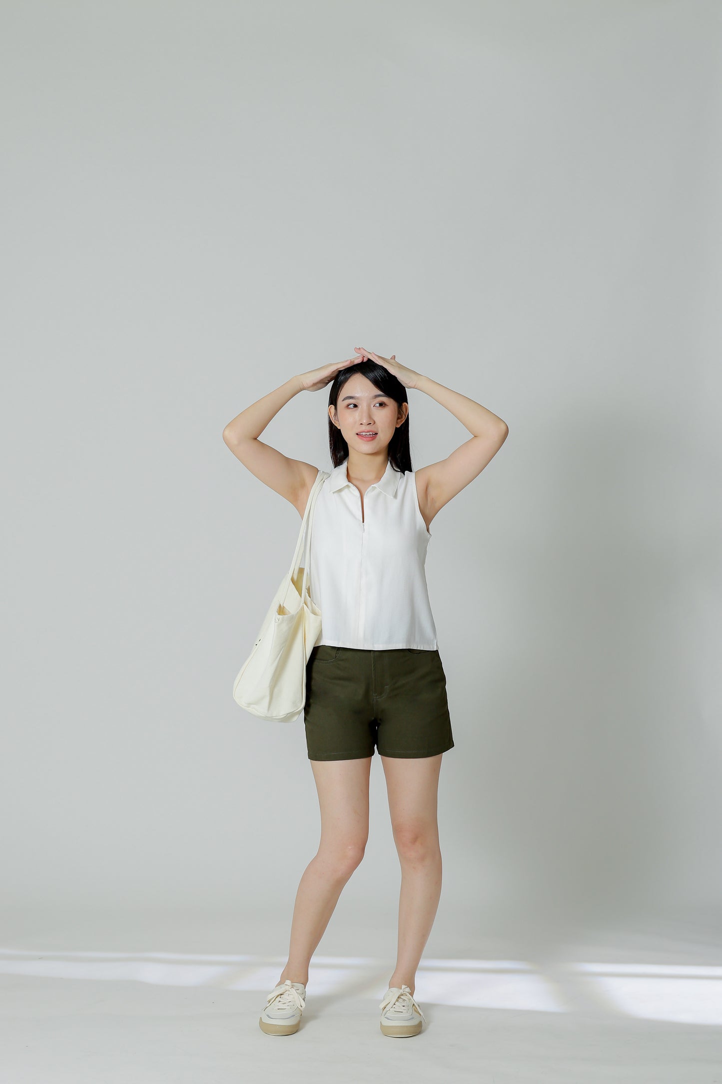 Ella Zip Collar Top - Ivory