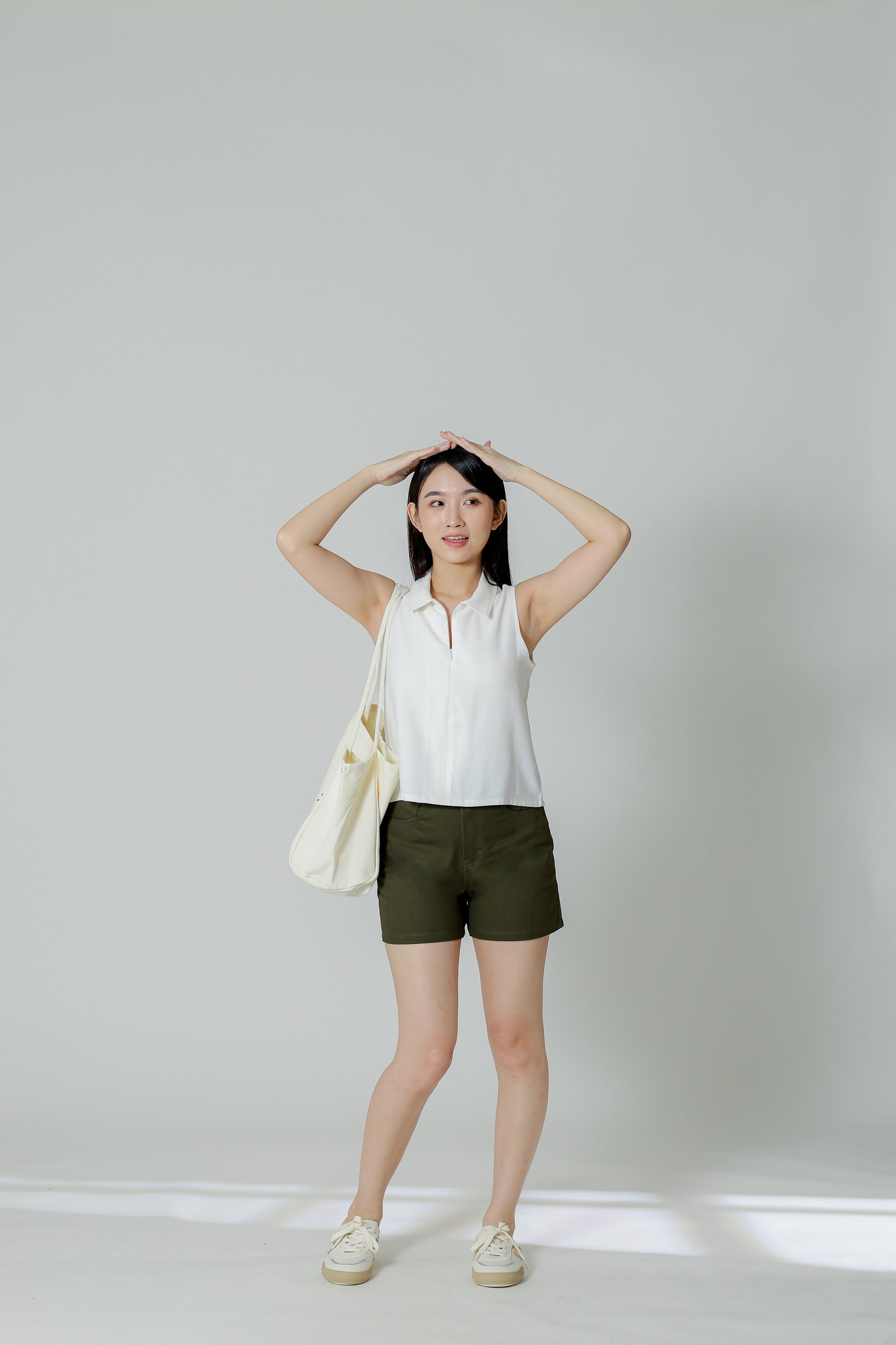 Ella Zip Collar Top - Ivory
