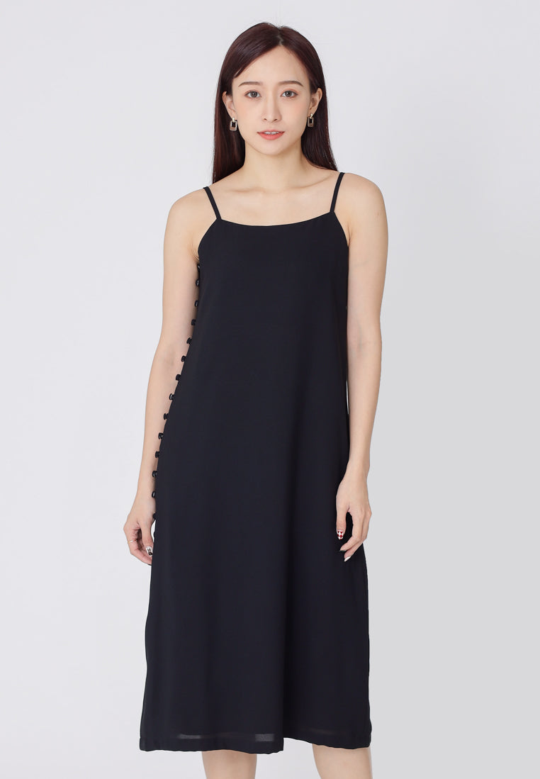 Emily Side Buttoned Dress - Black