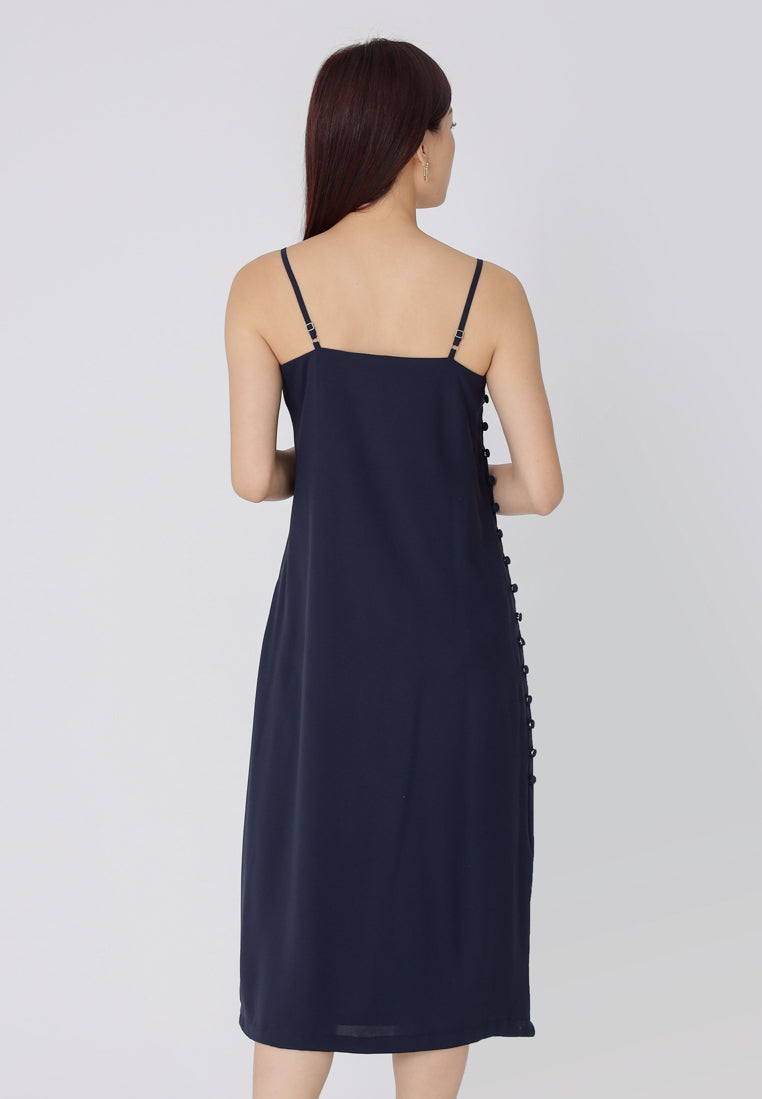 Emily Side Buttoned Dress - Navy