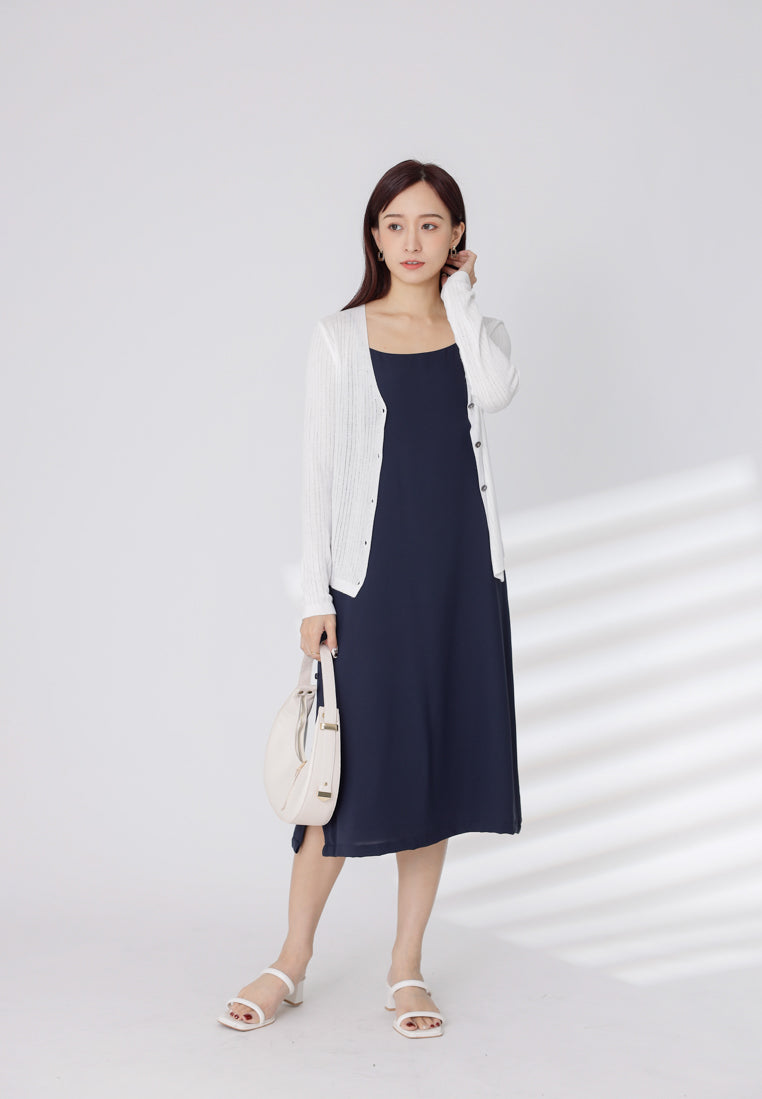 Emily Side Buttoned Dress - Navy