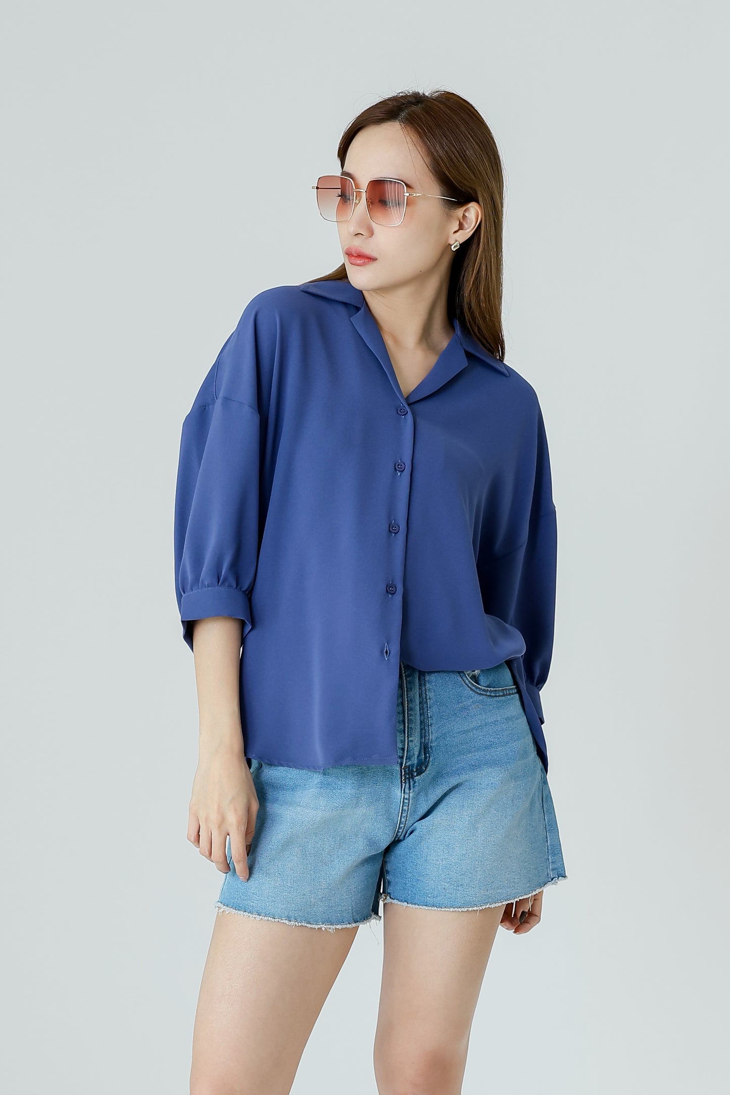 Emmalyn Oversized Shirt - Blue