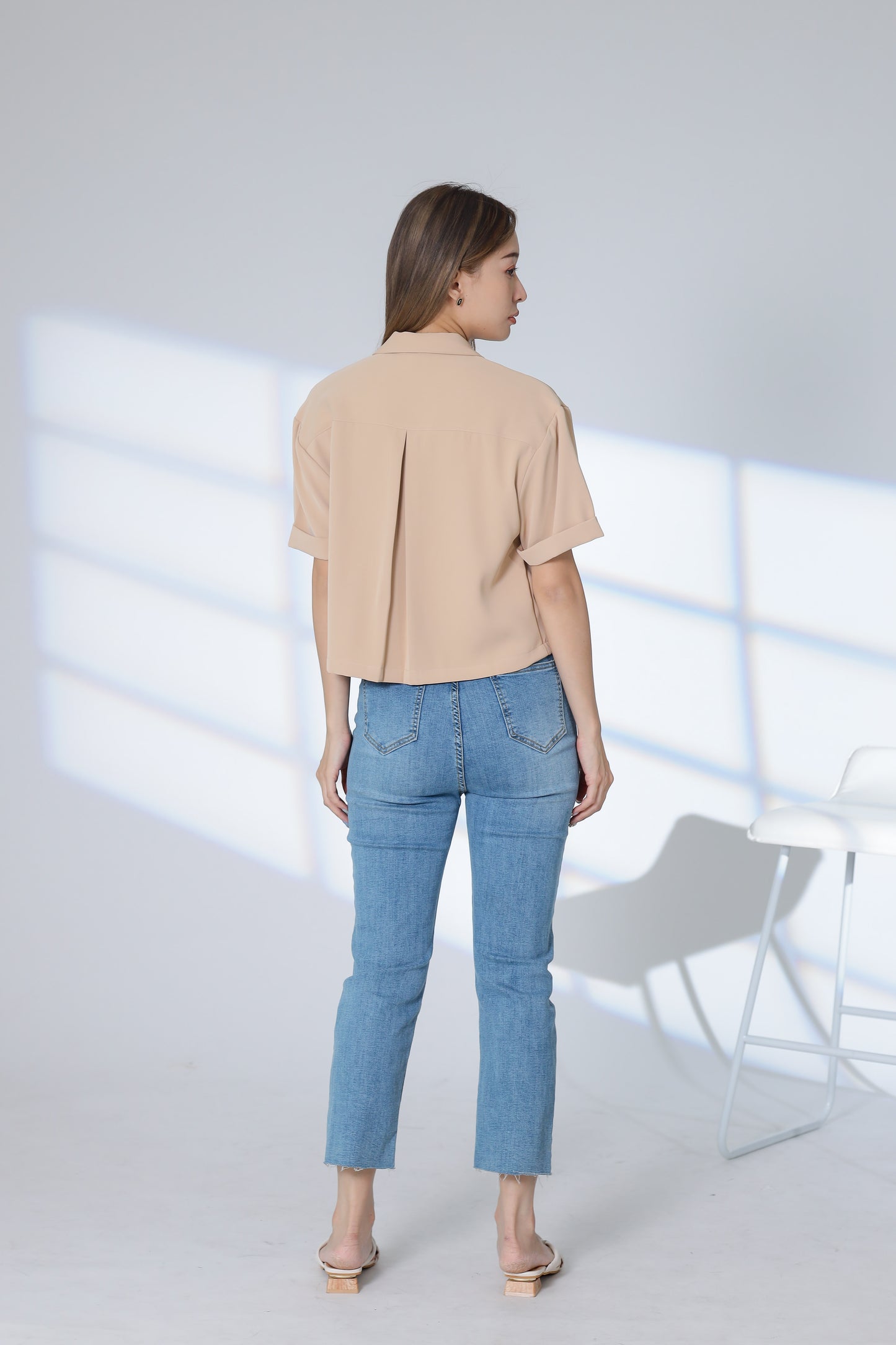 Ennis Notched Collar Top - Khaki