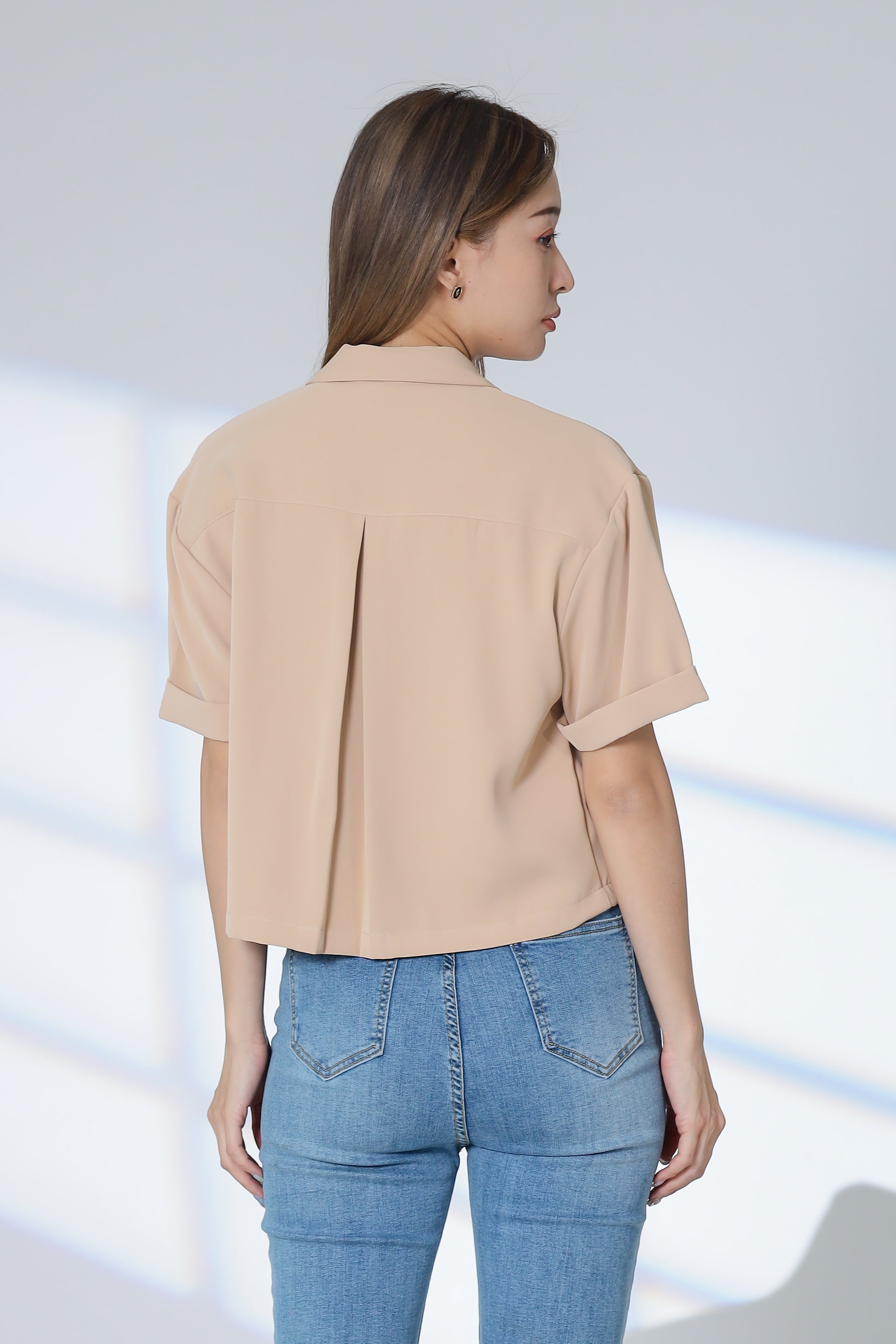 Ennis Notched Collar Top - Khaki