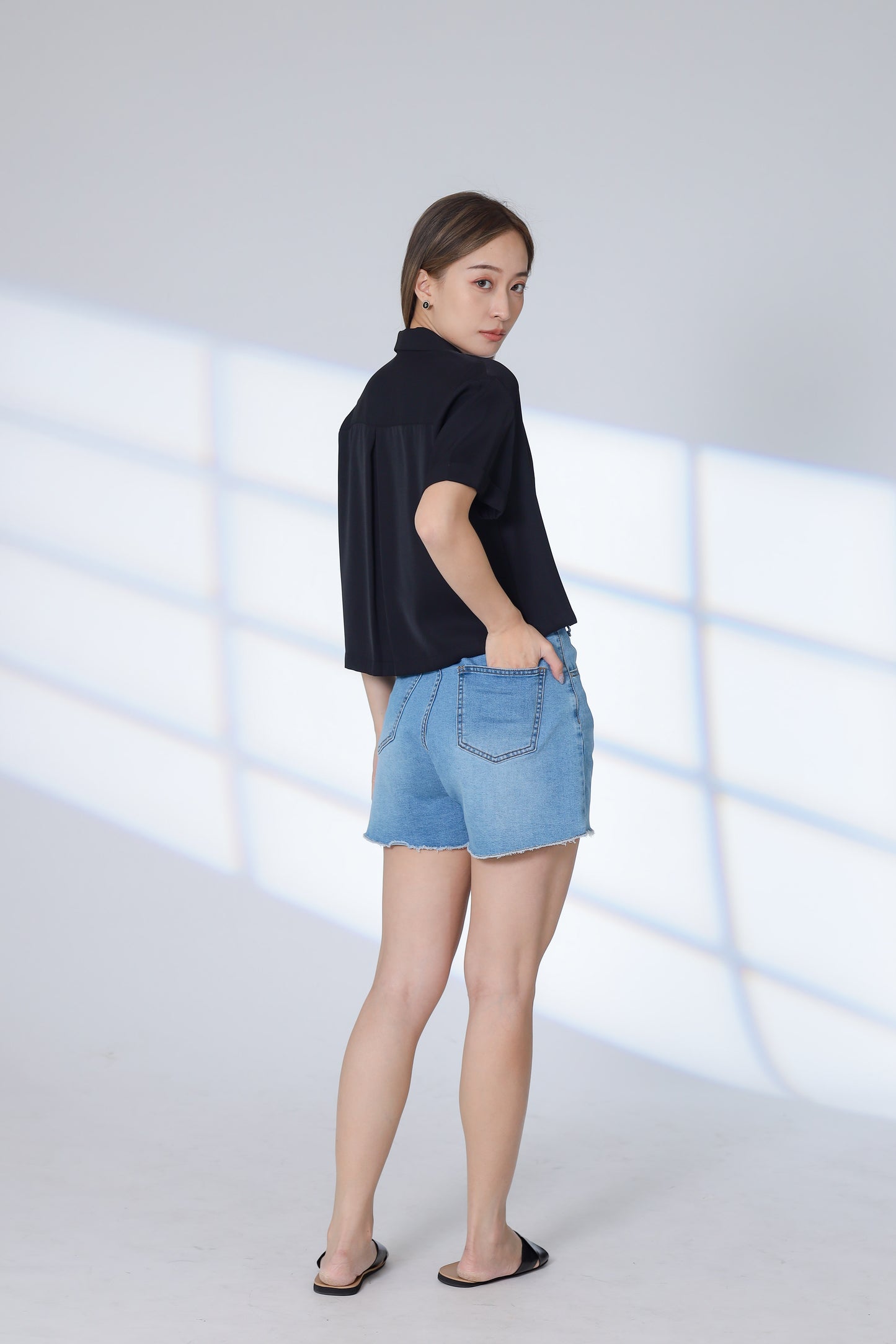 Ennis Notched Collar Top - Black