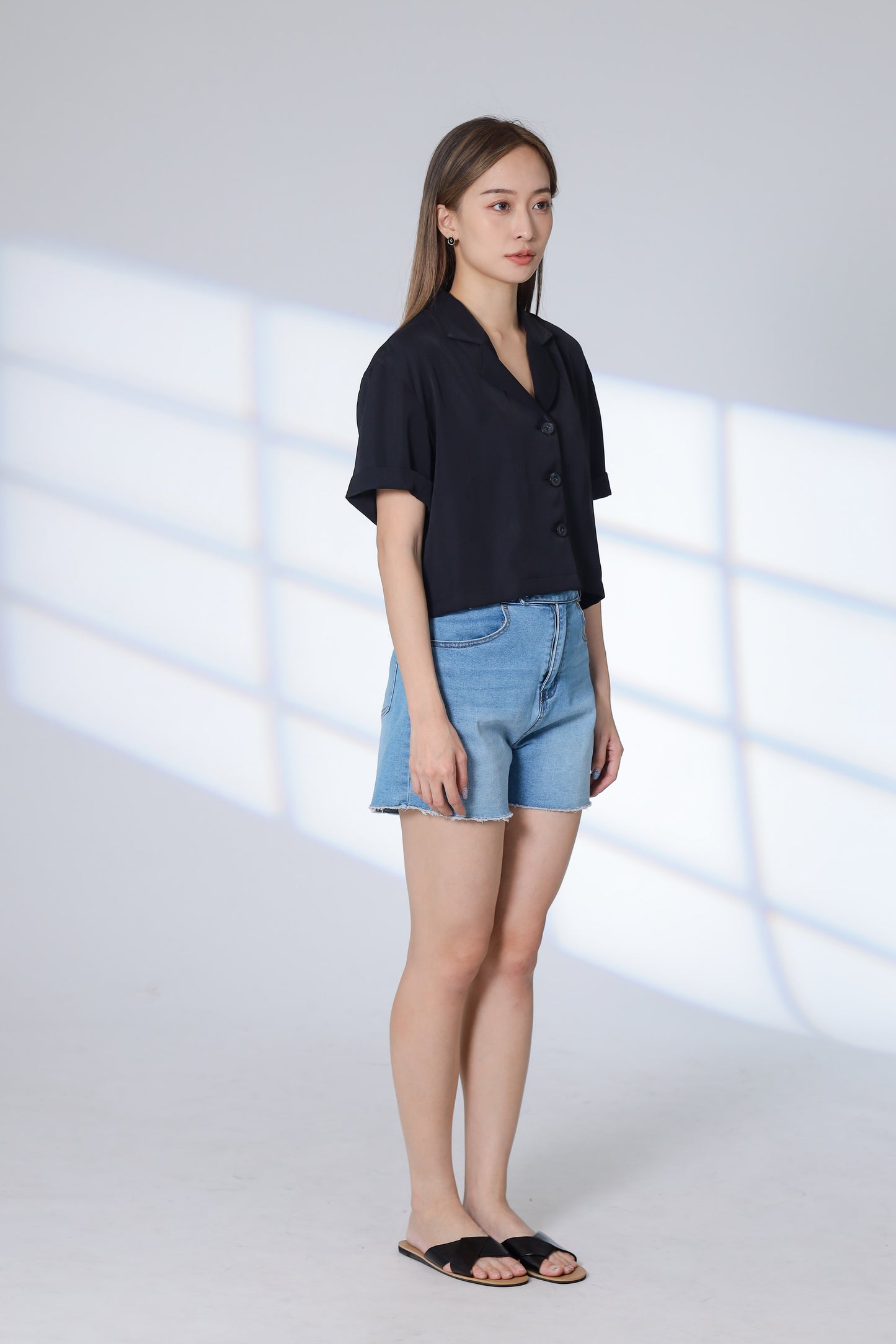 Ennis Notched Collar Top - Black
