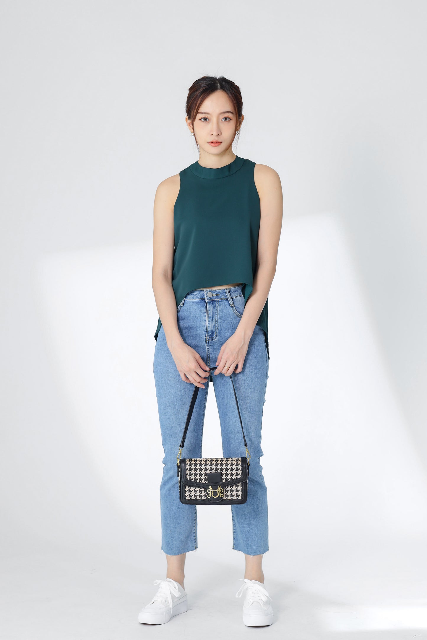 Erinn Mock Neck Asymmetric Top - Emerald