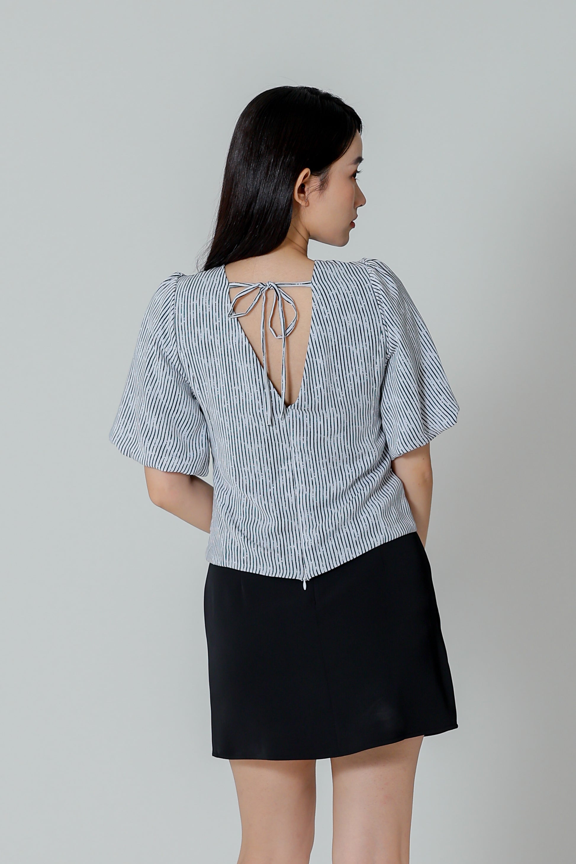 Evalina Lantern Sleeve Blouse - White