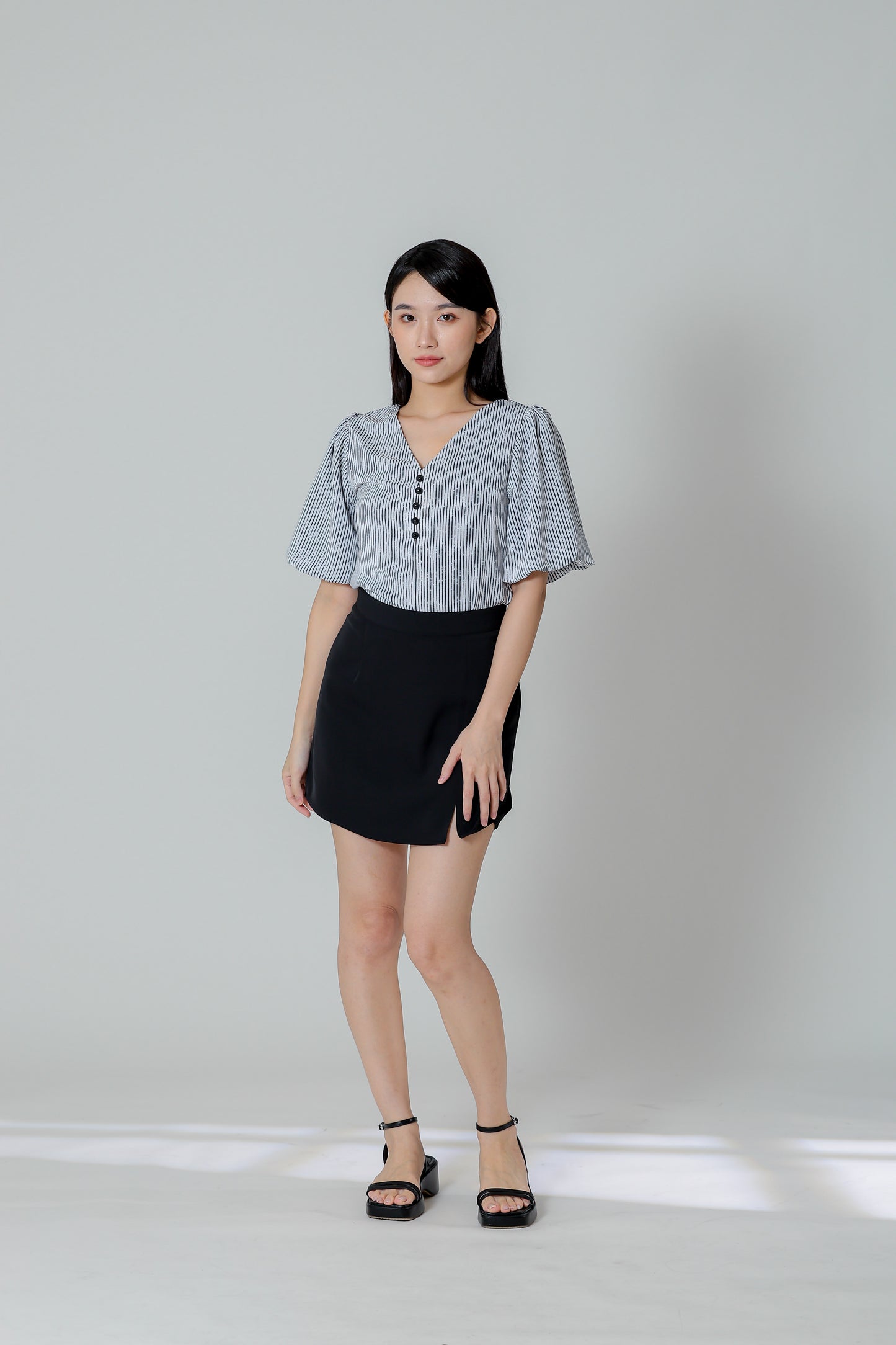 Evalina Lantern Sleeve Blouse - White