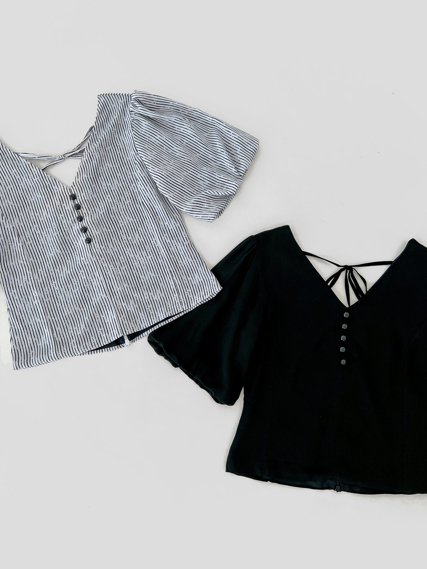 Evalina Lantern Sleeve Blouse - Black
