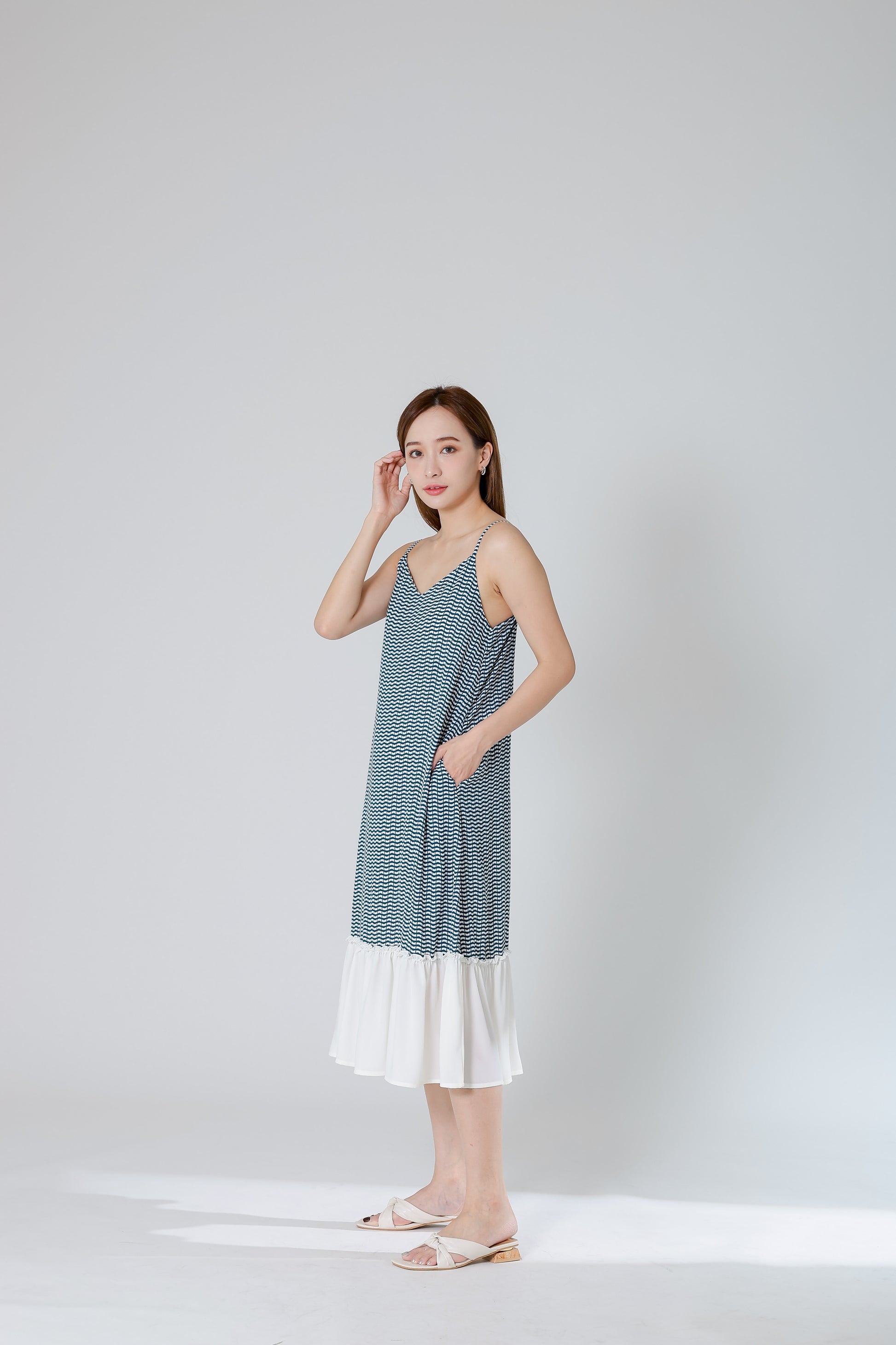 Fanny Camisole Ruffles Dress - Emerald