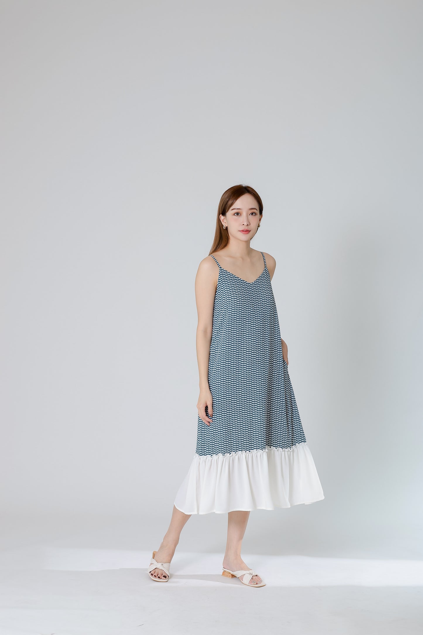 Fanny Camisole Ruffles Dress - Emerald
