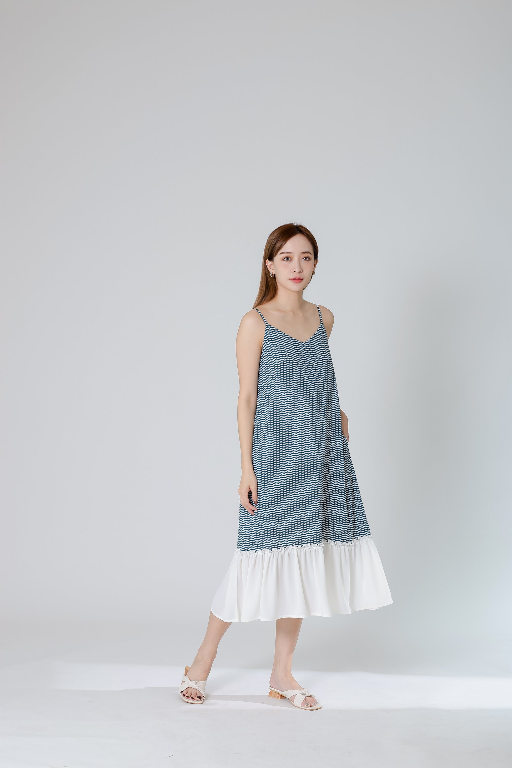 Fanny Camisole Ruffles Dress - Emerald