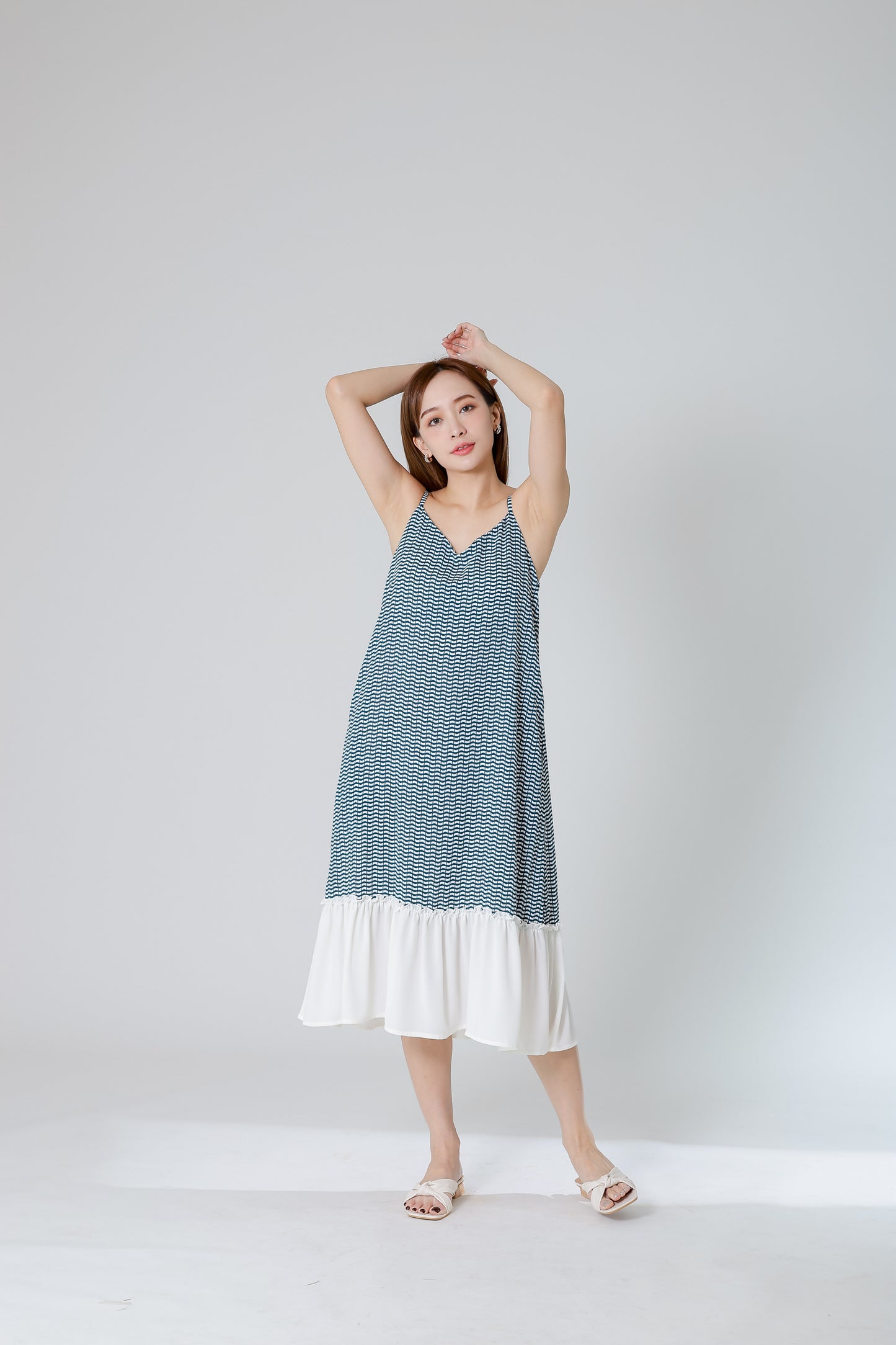 Fanny Camisole Ruffles Dress - Emerald