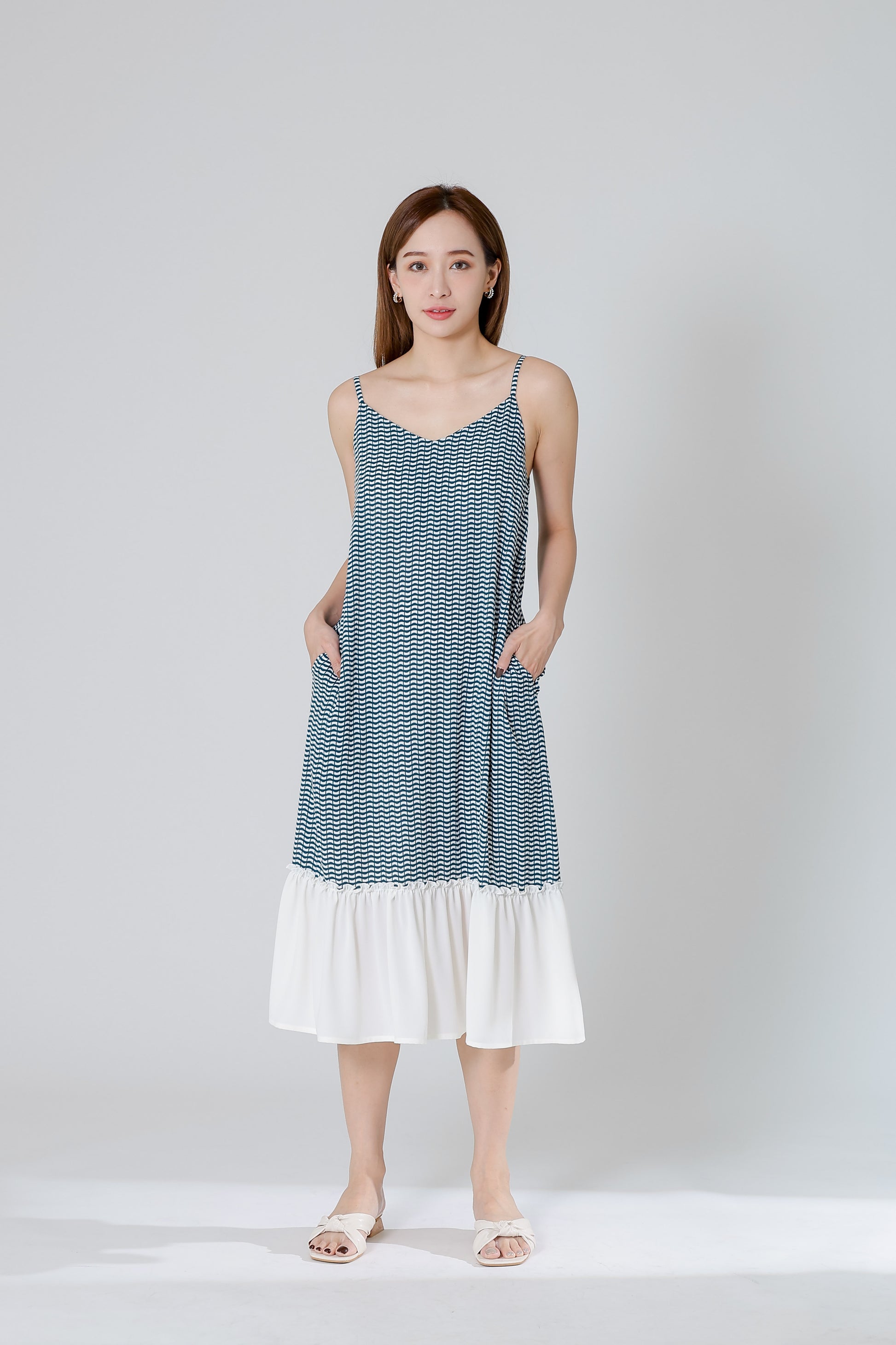 Fanny Camisole Ruffles Dress - Emerald