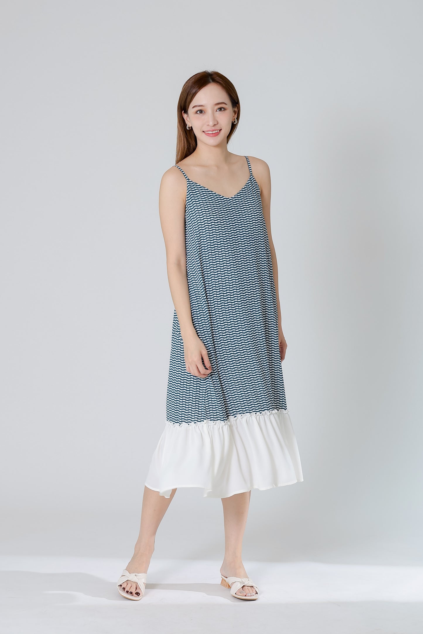 Fanny Camisole Ruffles Dress - Emerald