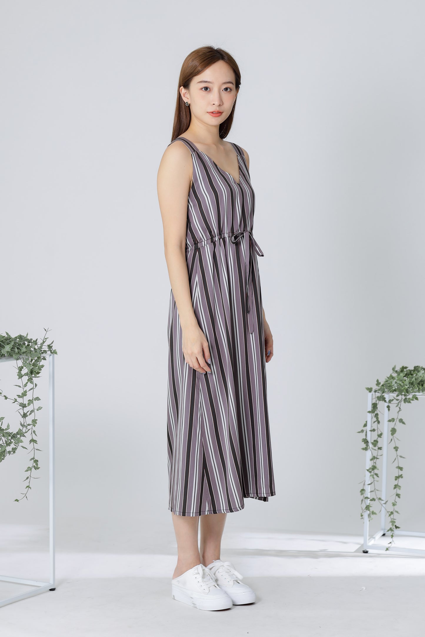 Finley Stripe Drawstring Dress - Brown