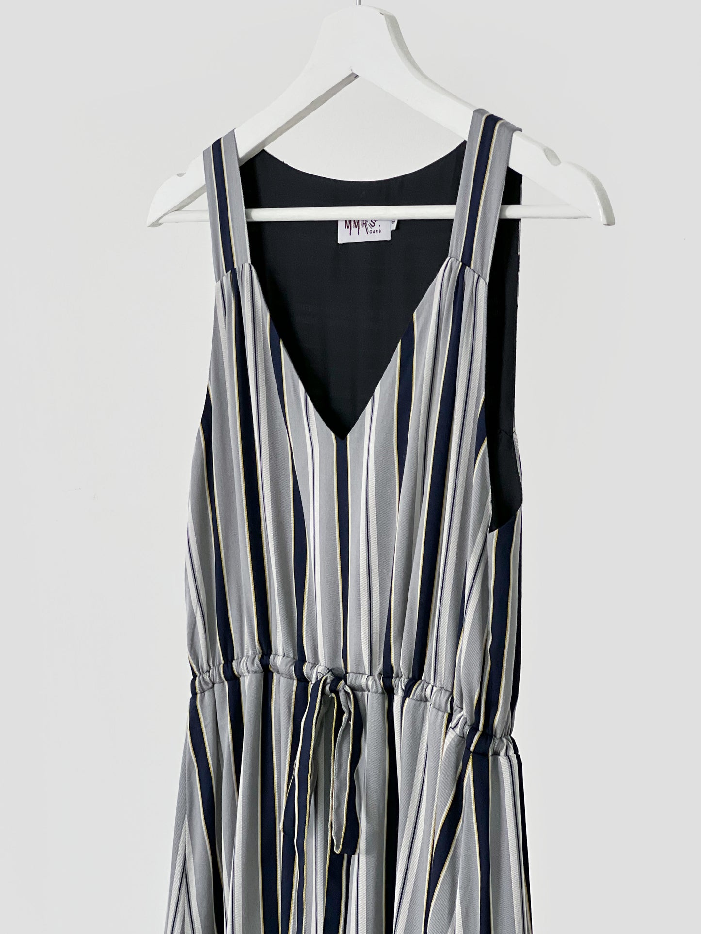 Finley Stripe Drawstring Dress - Silver/Navy