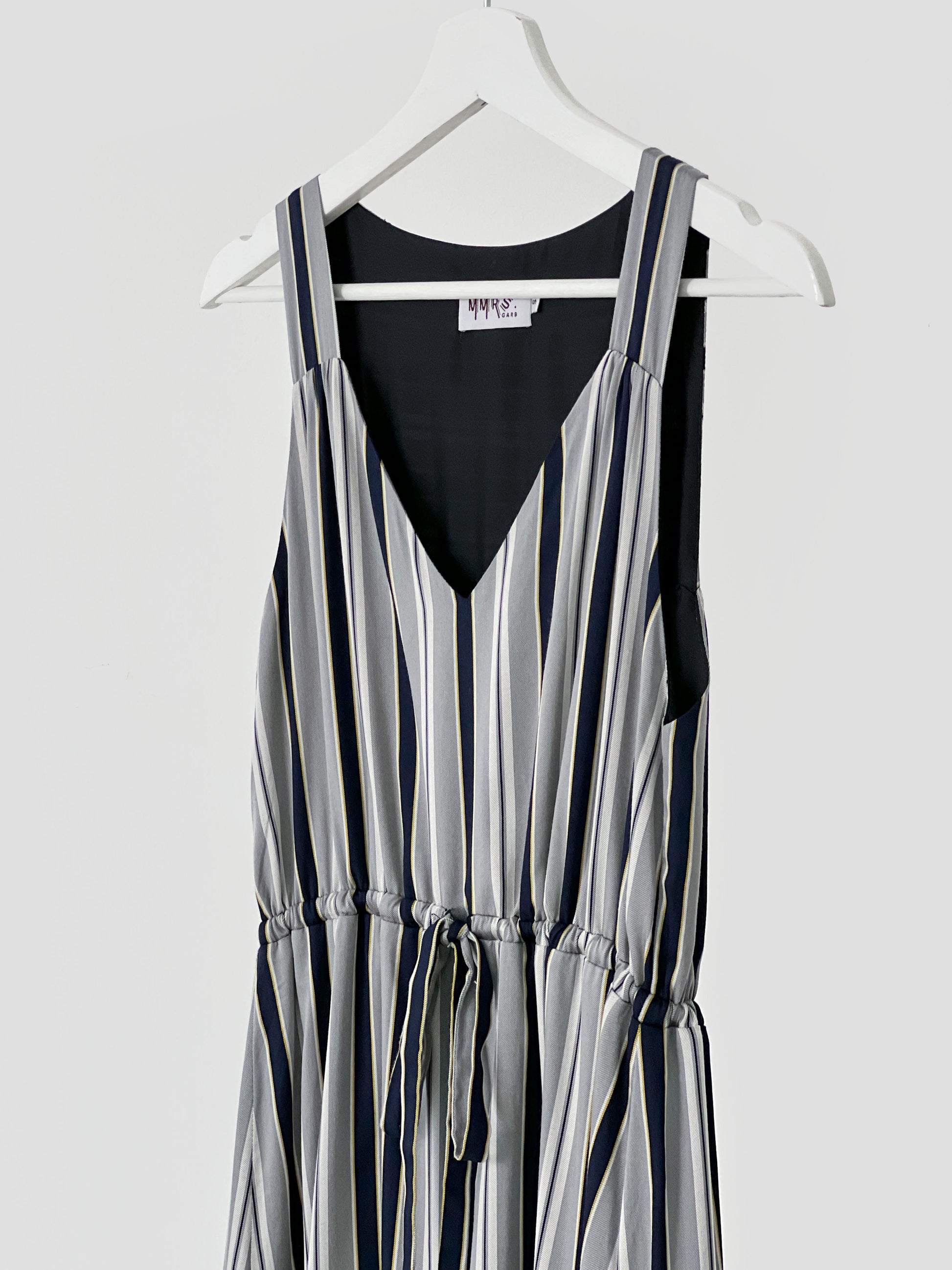 Finley Stripe Drawstring Dress - Silver/Navy