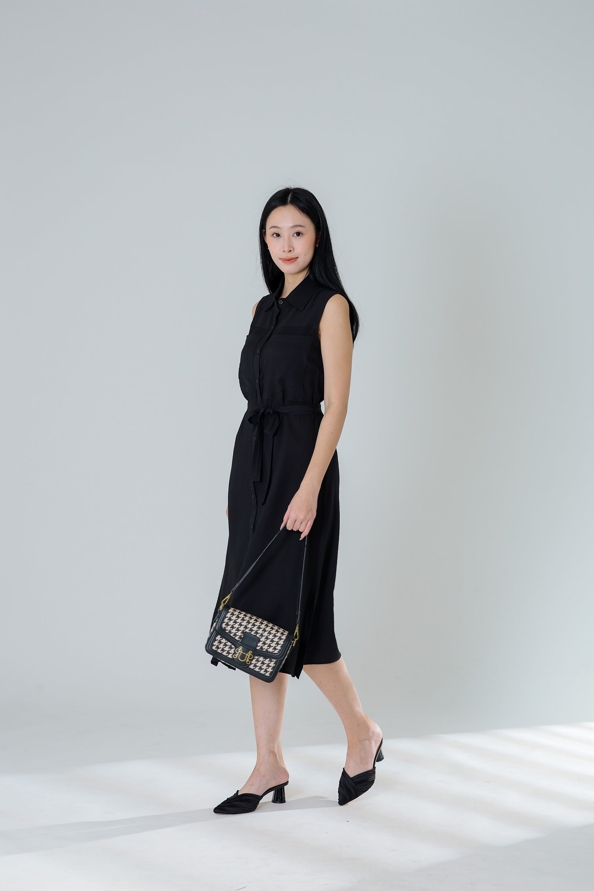 Fran Midi Shirt Dress - Black
