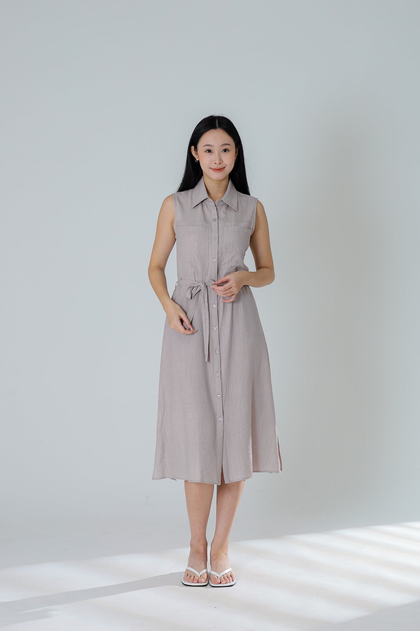 Fran Midi Shirt Dress - Rose Grey