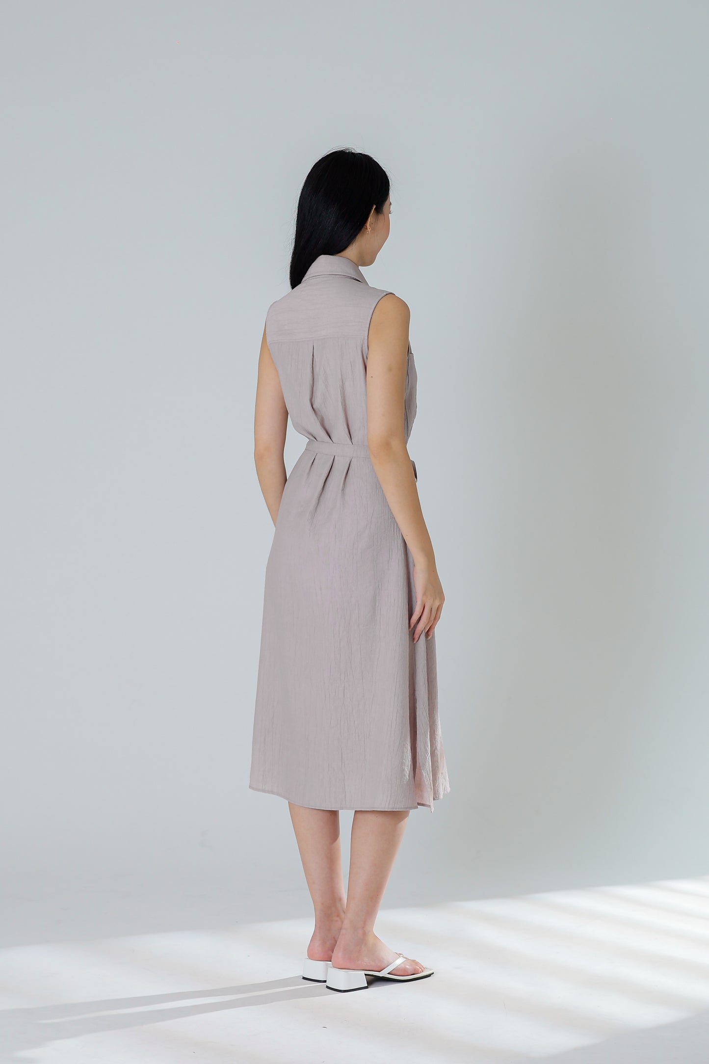 Fran Midi Shirt Dress - Rose Grey