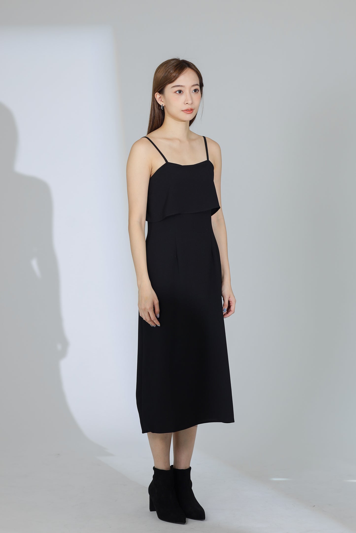 Freya Side Slit Cami Dress - Black