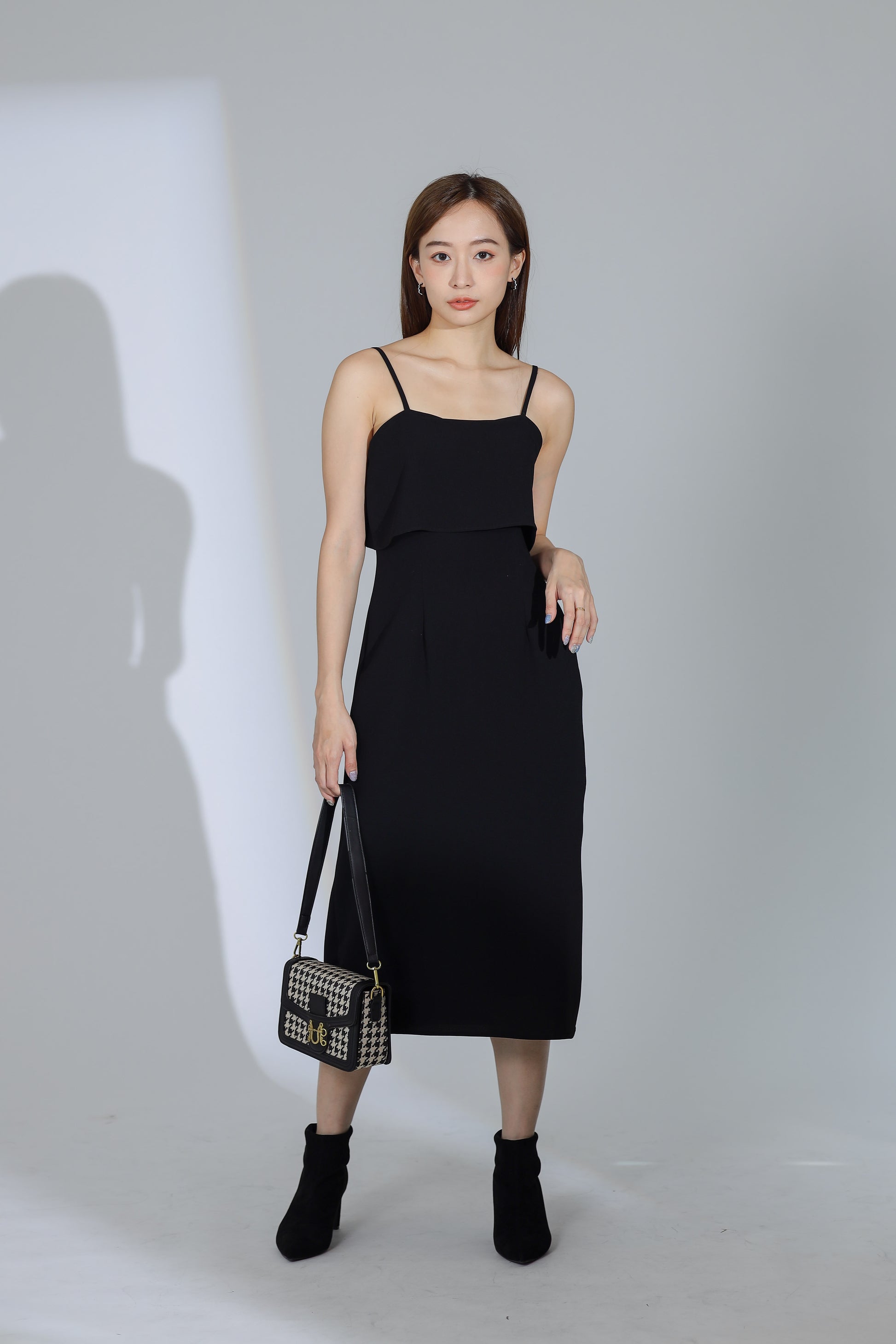 Freya Side Slit Cami Dress - Black