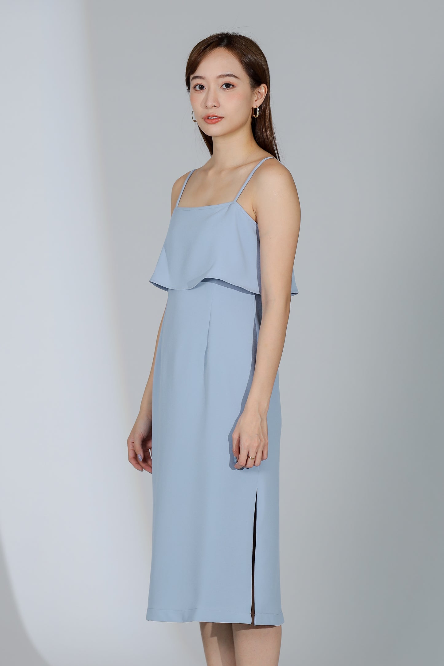 Freya Side Slit Cami Dress - Bluish Grey