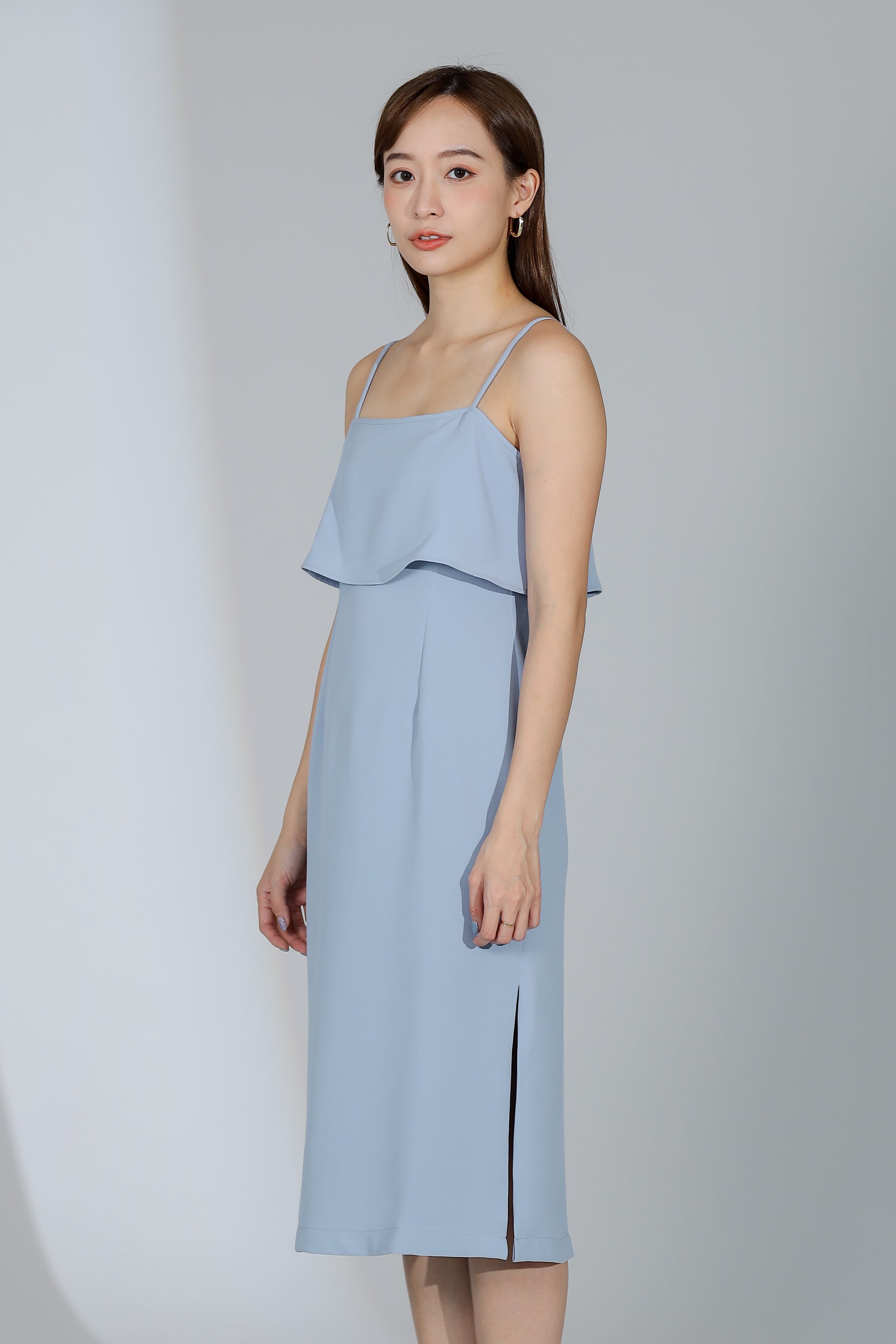 Freya Side Slit Cami Dress - Bluish Grey
