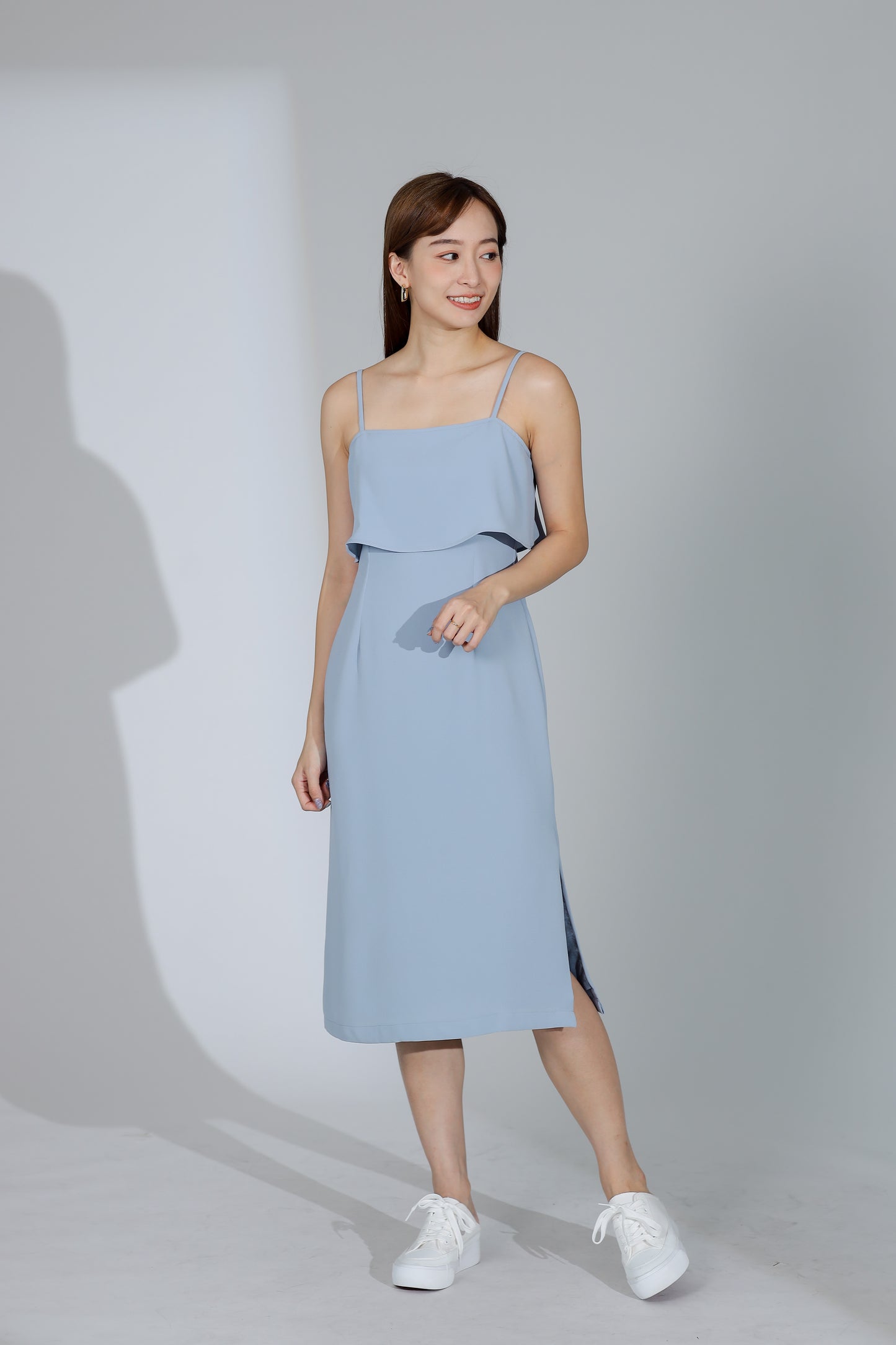 Freya Side Slit Cami Dress - Bluish Grey