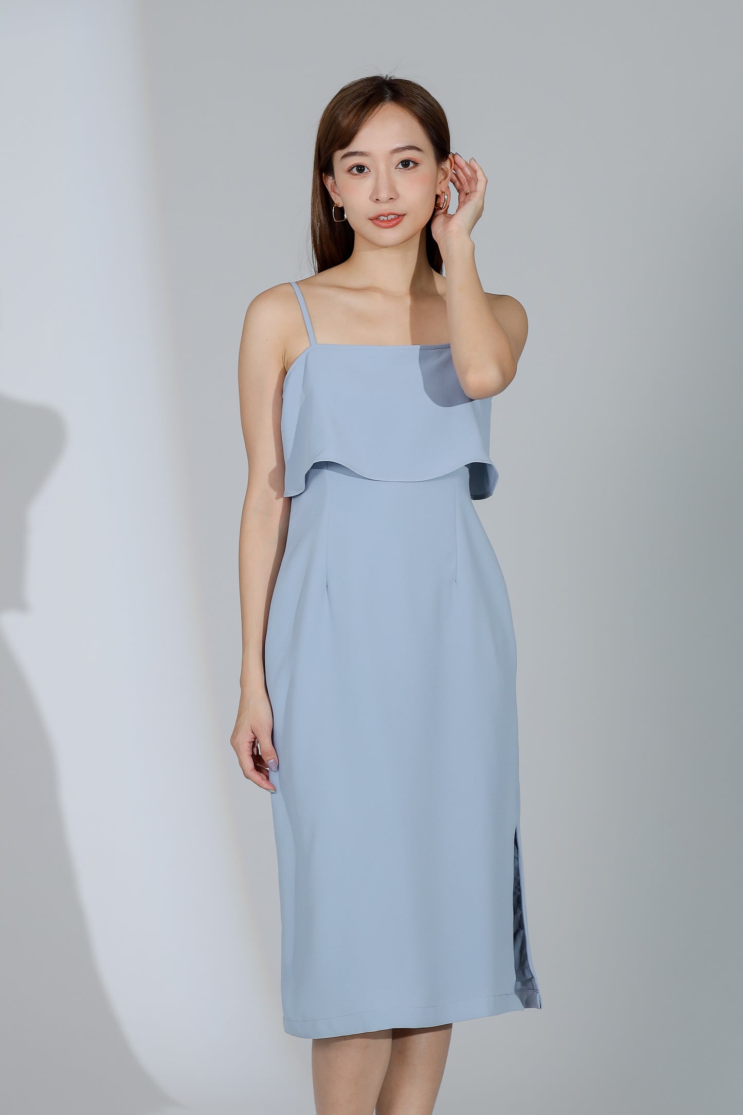Freya Side Slit Cami Dress - Bluish Grey