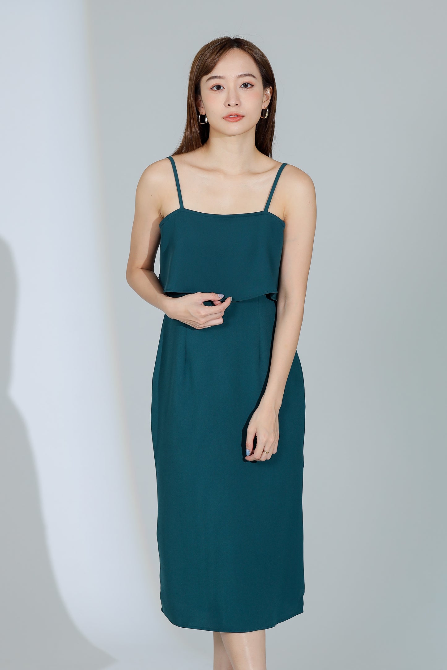 Freya Side Slit Cami Dress - Green