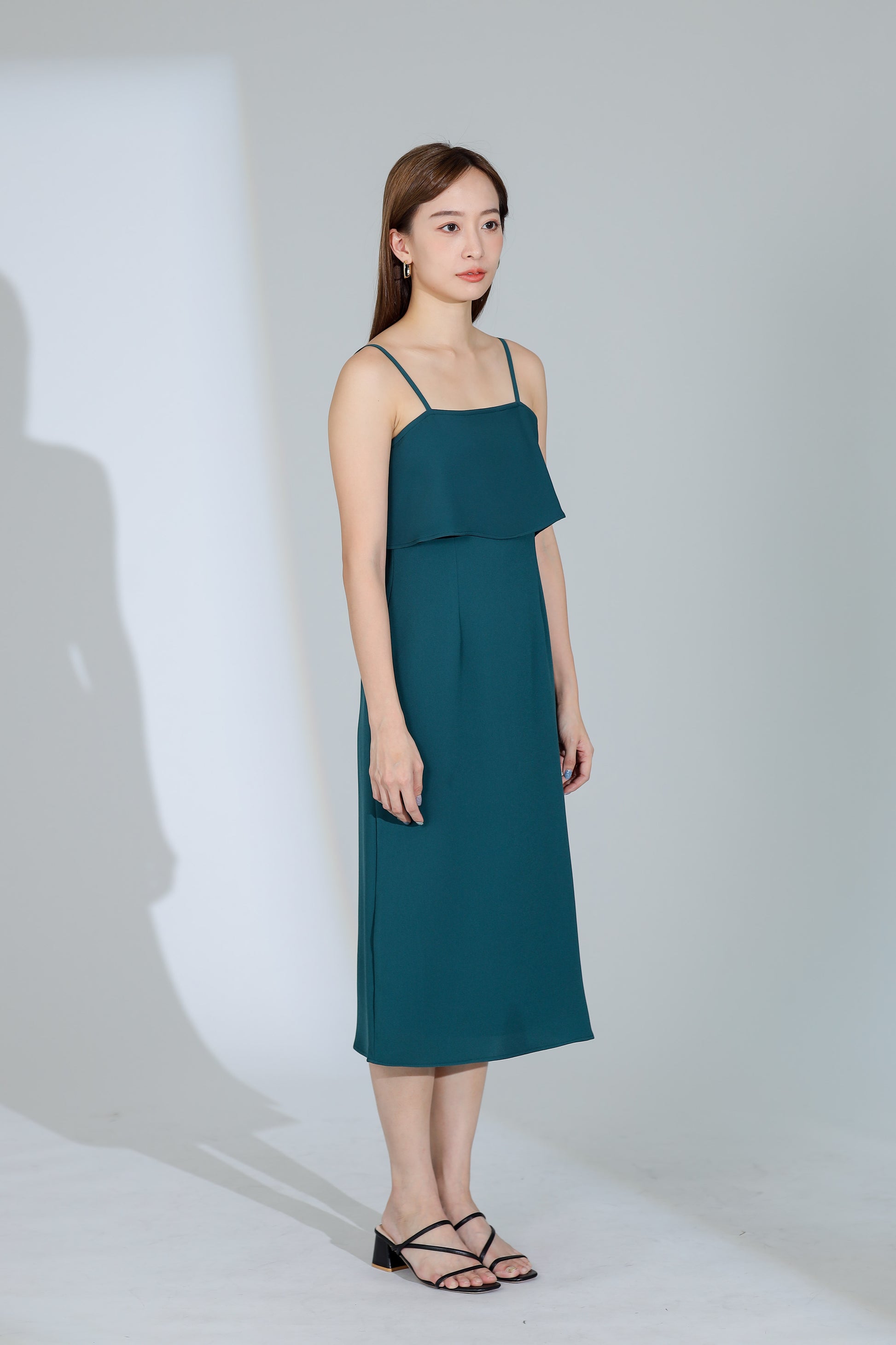 Freya Side Slit Cami Dress - Green