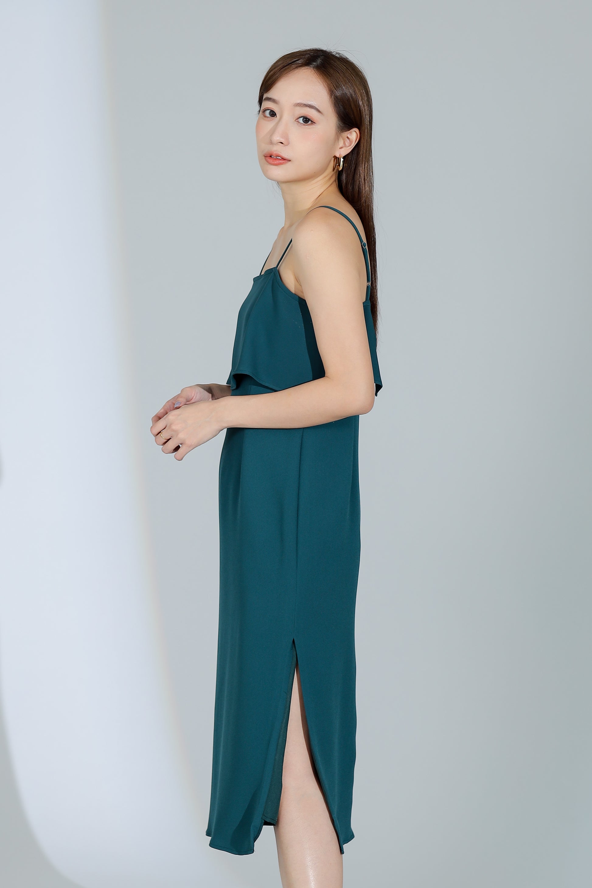 Freya Side Slit Cami Dress - Green