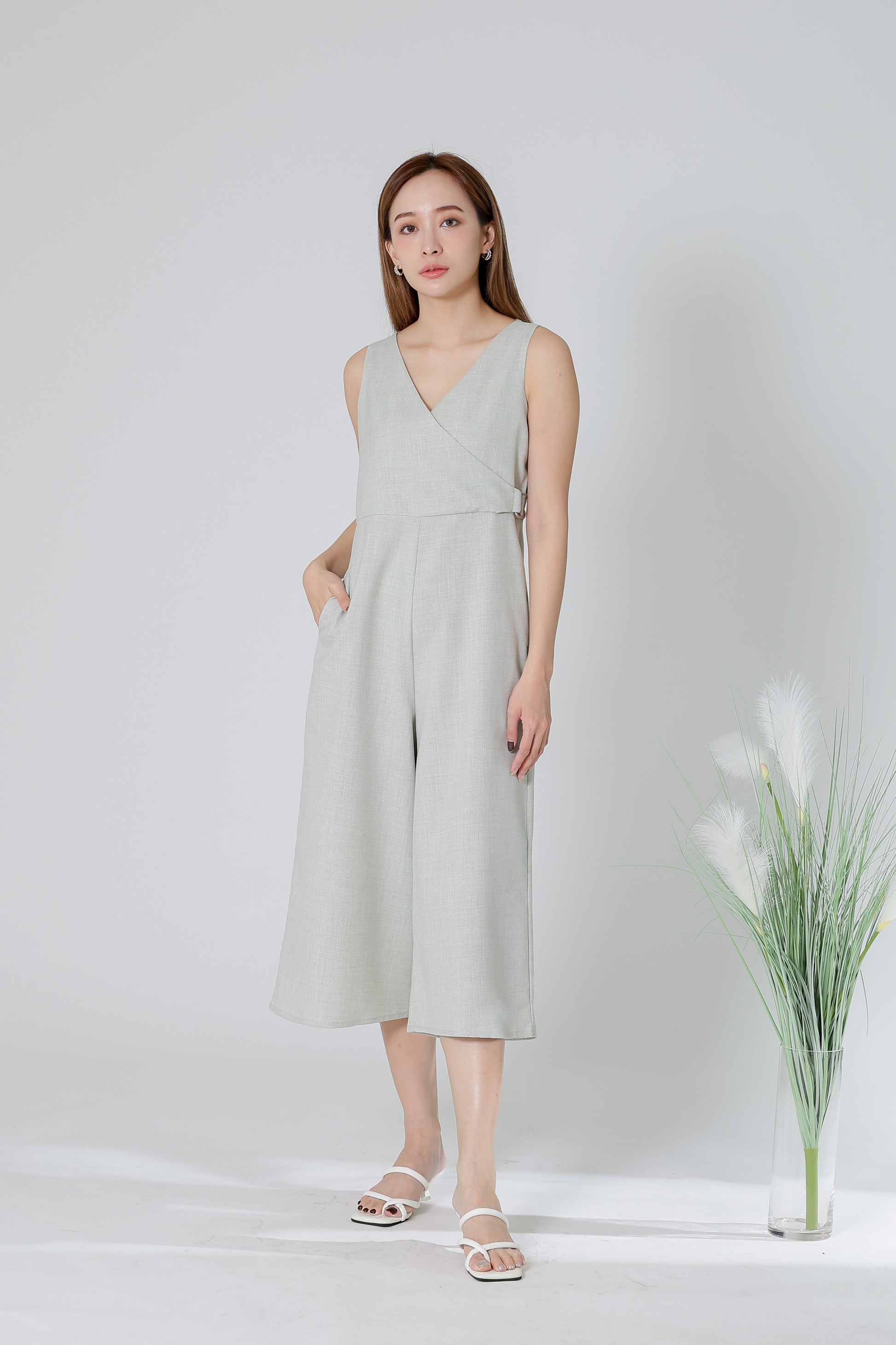 Frida Wrap Jumpsuit - Light Sage