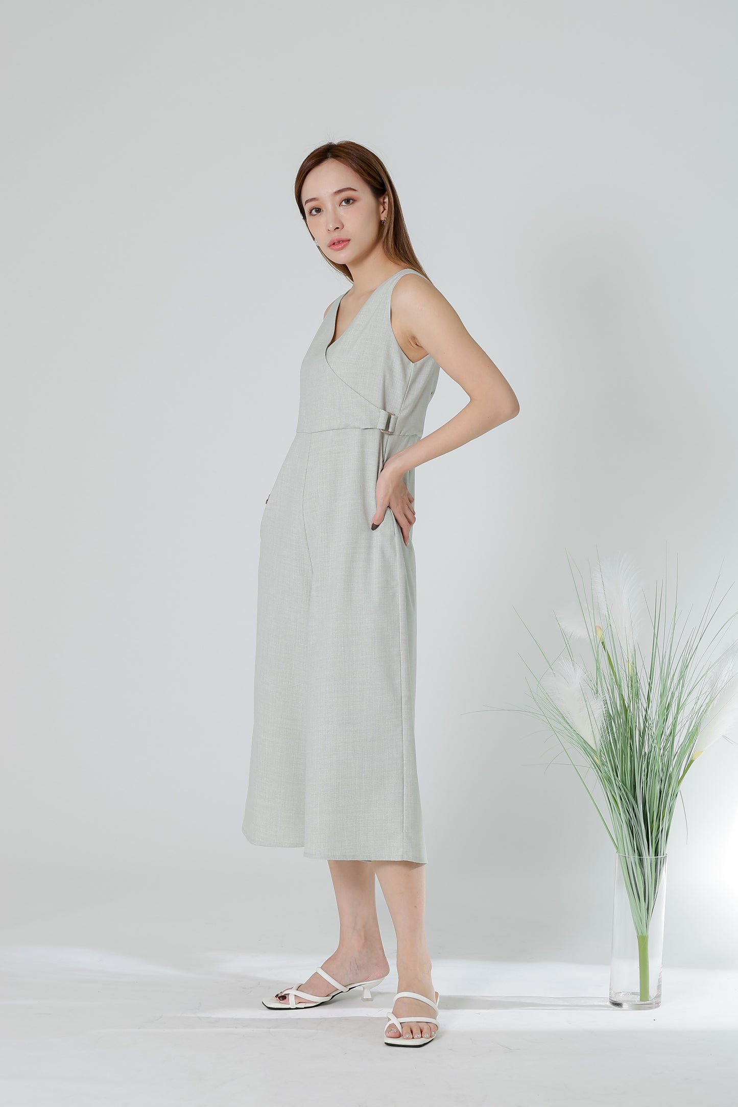 Frida Wrap Jumpsuit - Light Sage