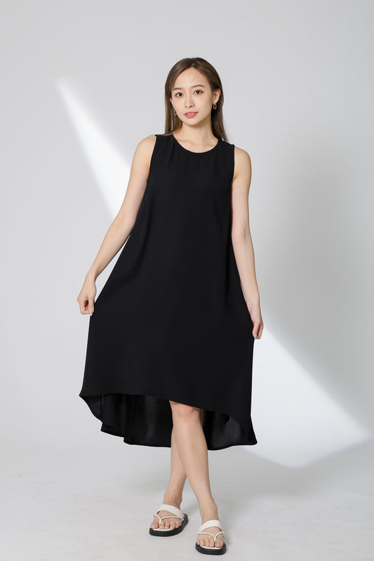 Gerri Asymmetric Hem Dress - Black
