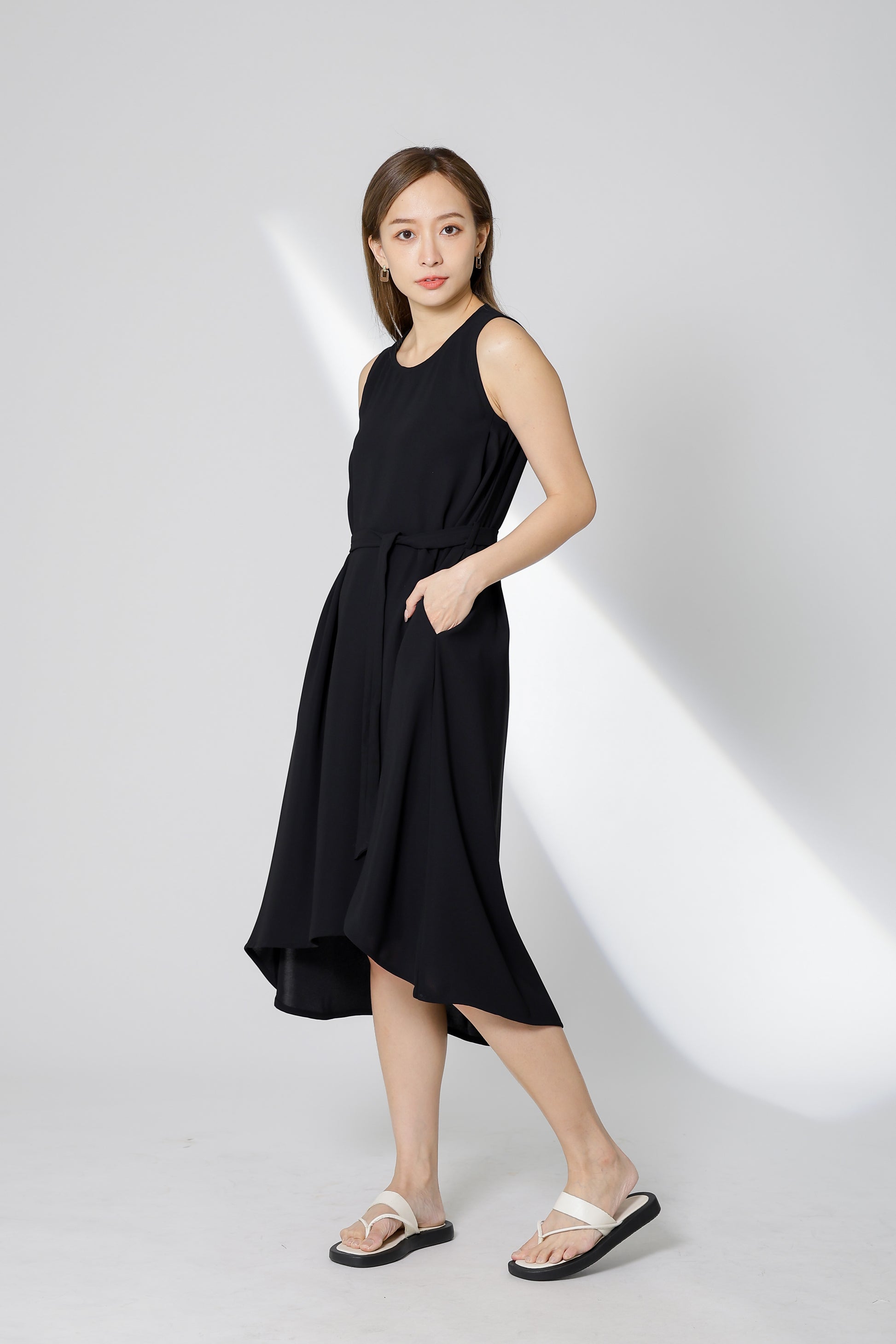 Gerri Asymmetric Hem Dress - Black